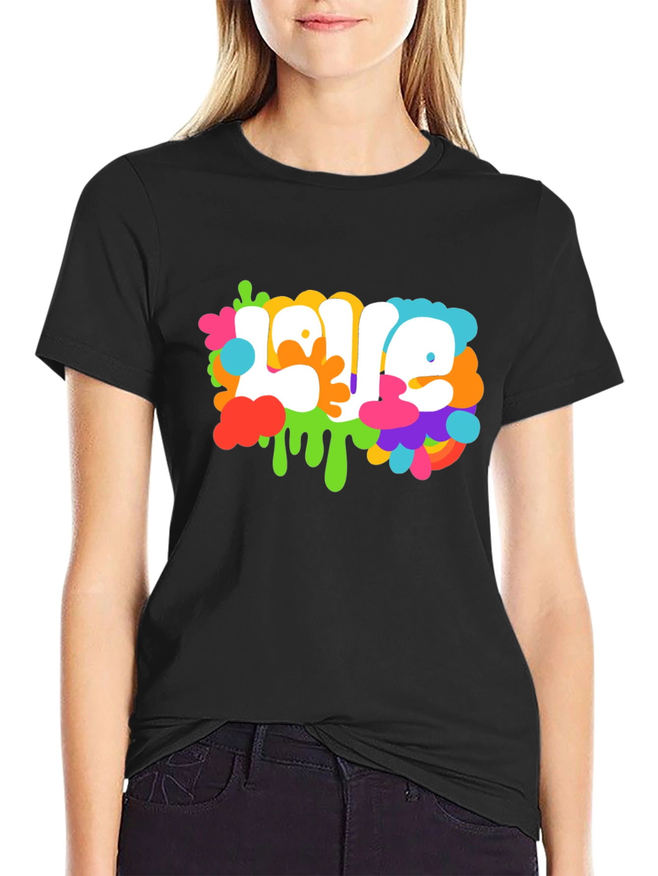 Black Colorful 'Love' Graphic Tee view 2
