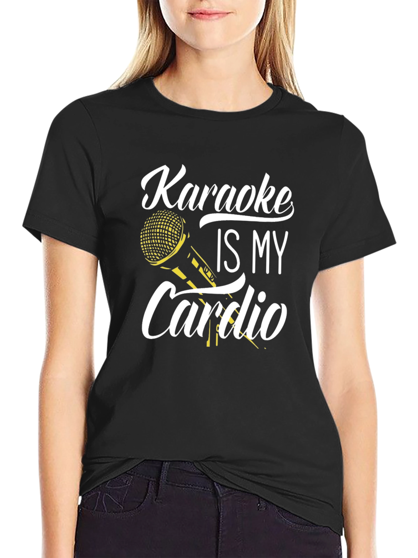 Black Karaoke Is My Cardio Graphic Tee view 2