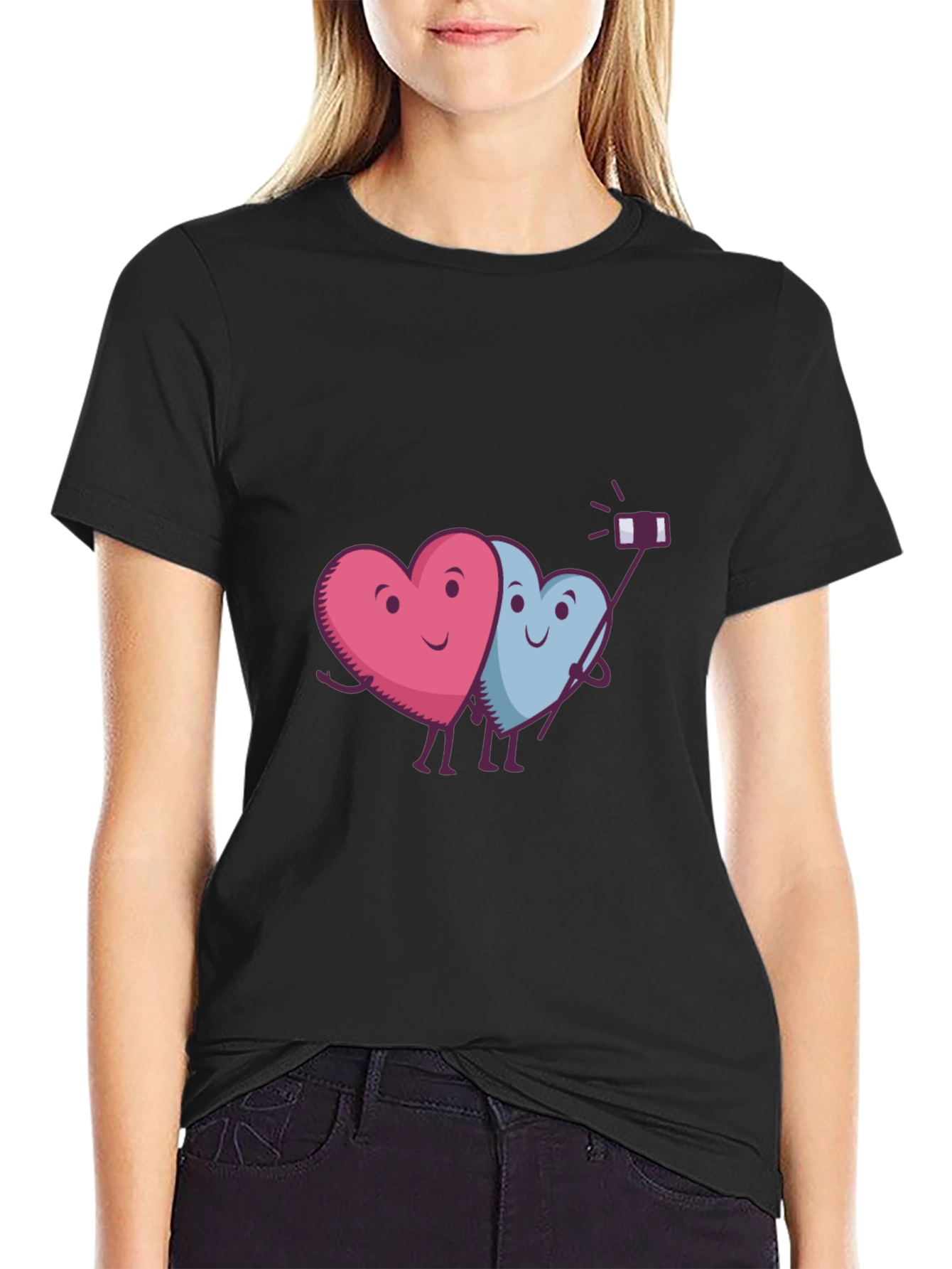 Black Heart Selfie Graphic T-Shirt - Cute & Trendy view 2