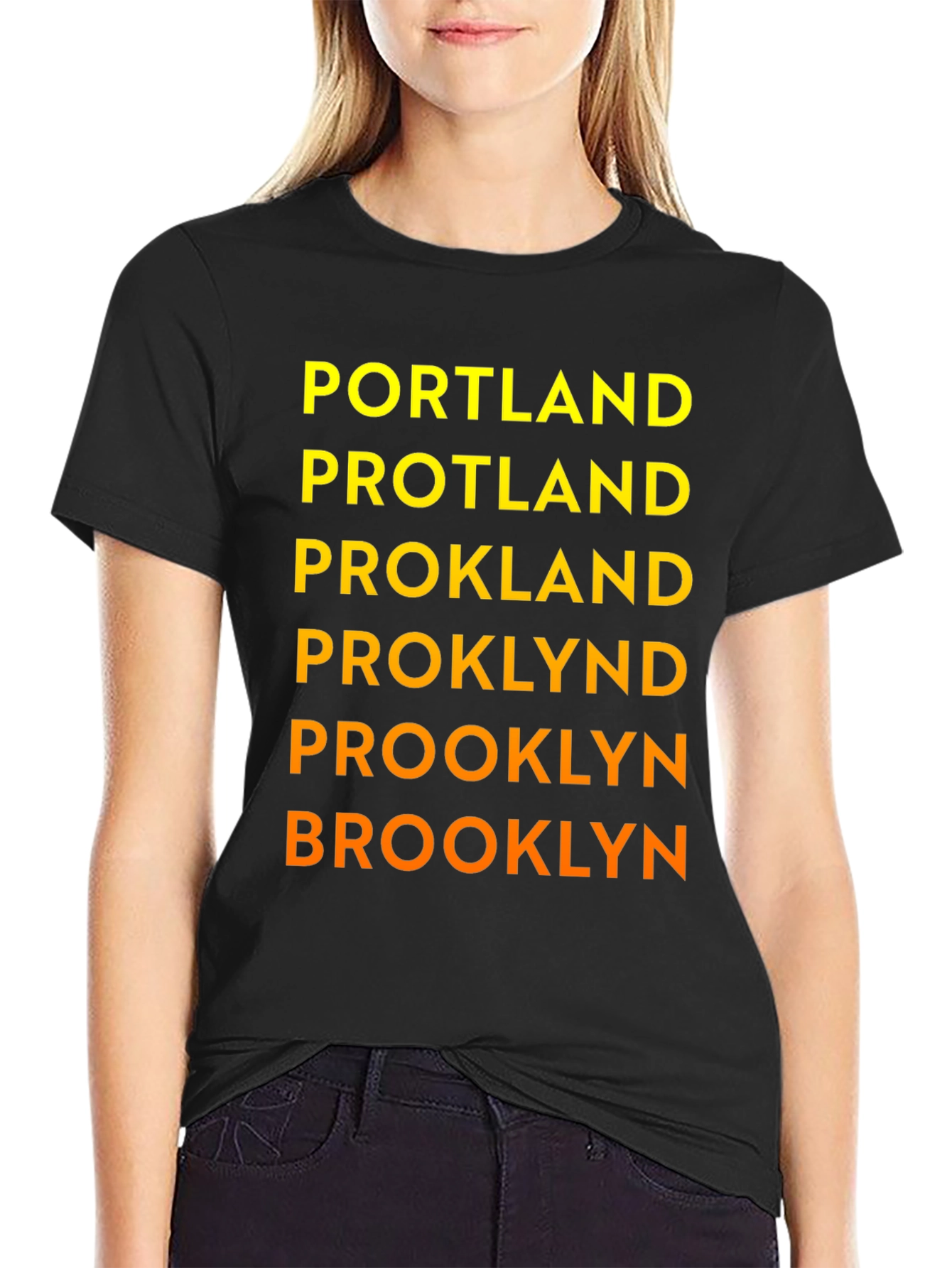 Black Funny Wordplay Graphic Tee - Portland, Brooklyn view 2