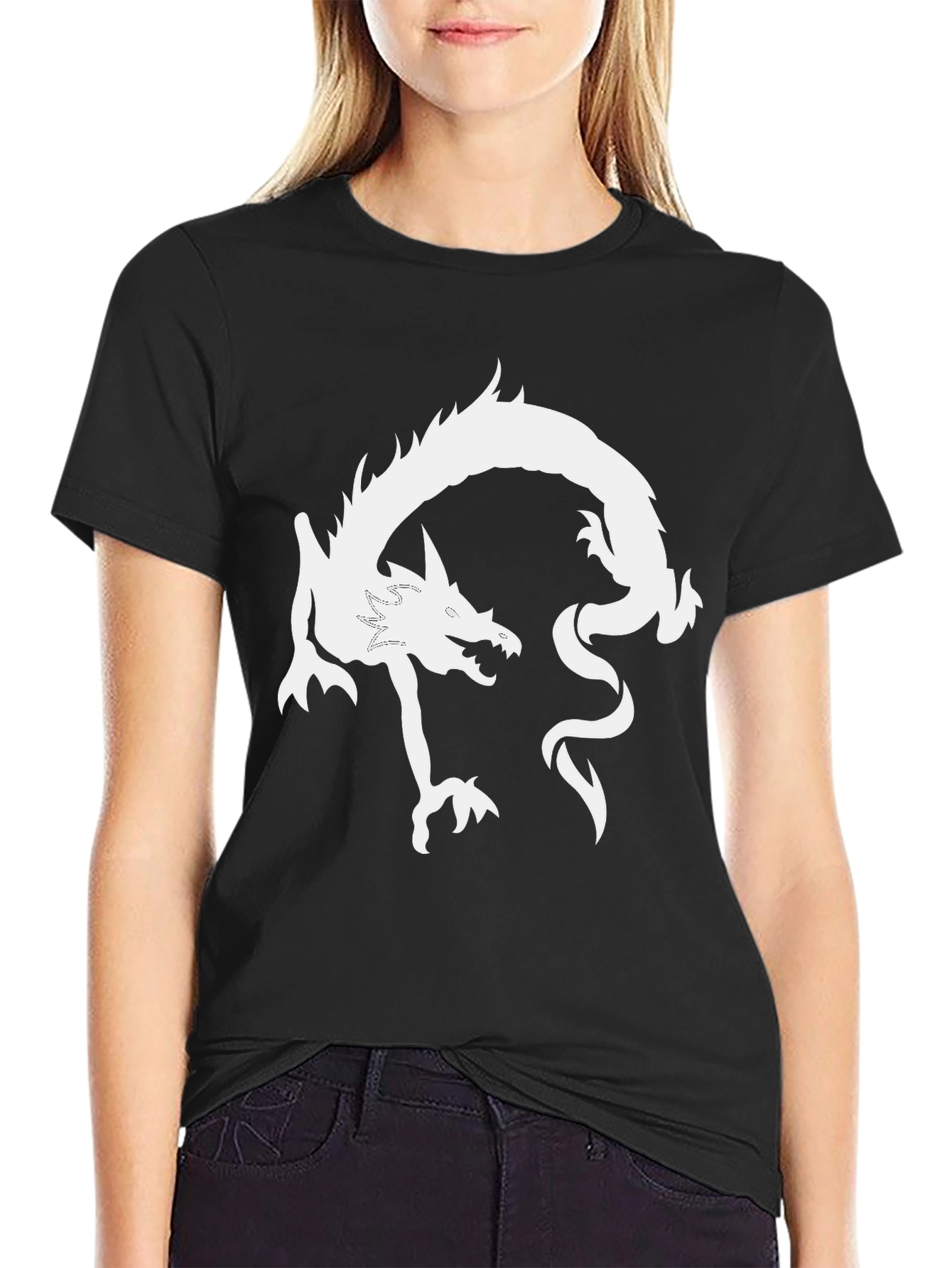 Black Dragon Graphic Tee - Black Cotton Blend Shirt view 2