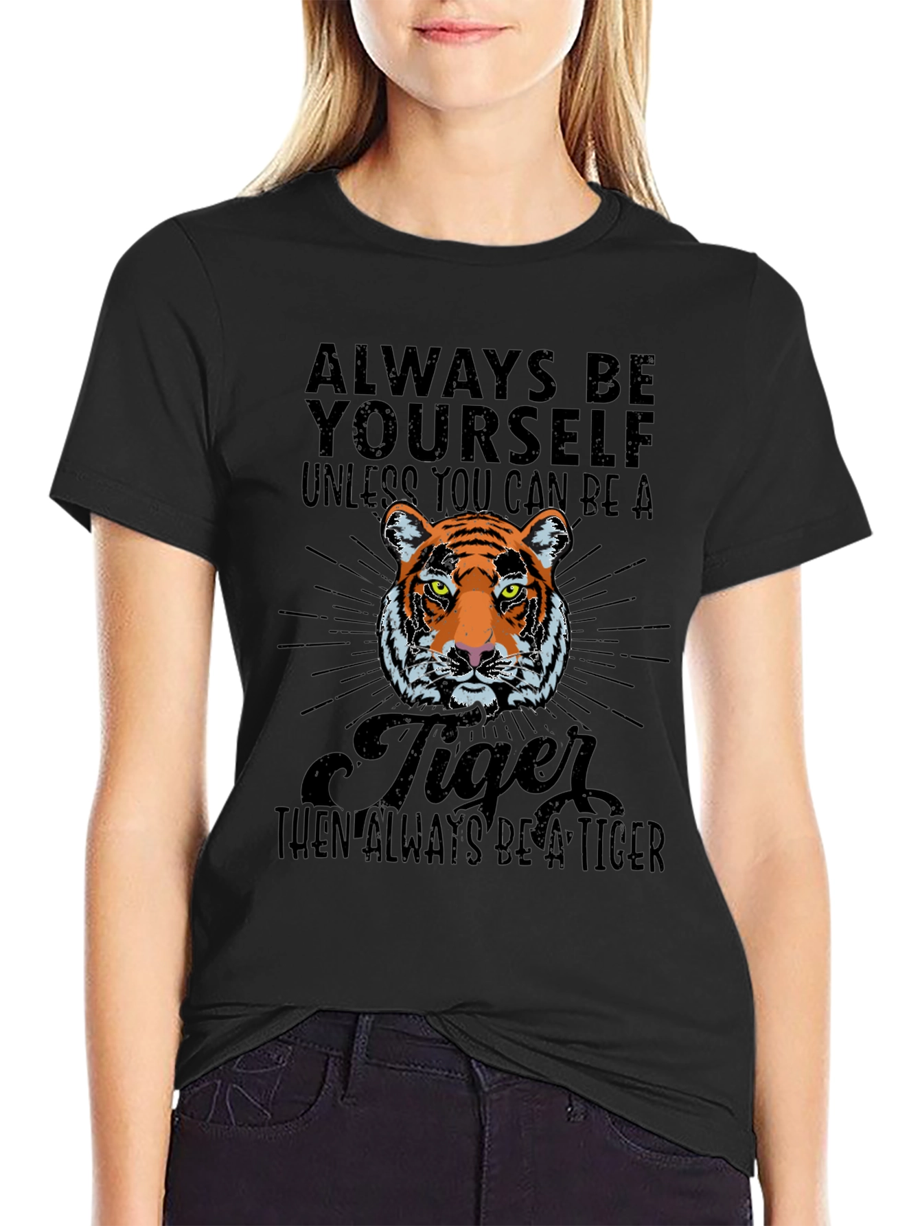Black Always Be Yourself Tiger Graphic T-Shirt view 2