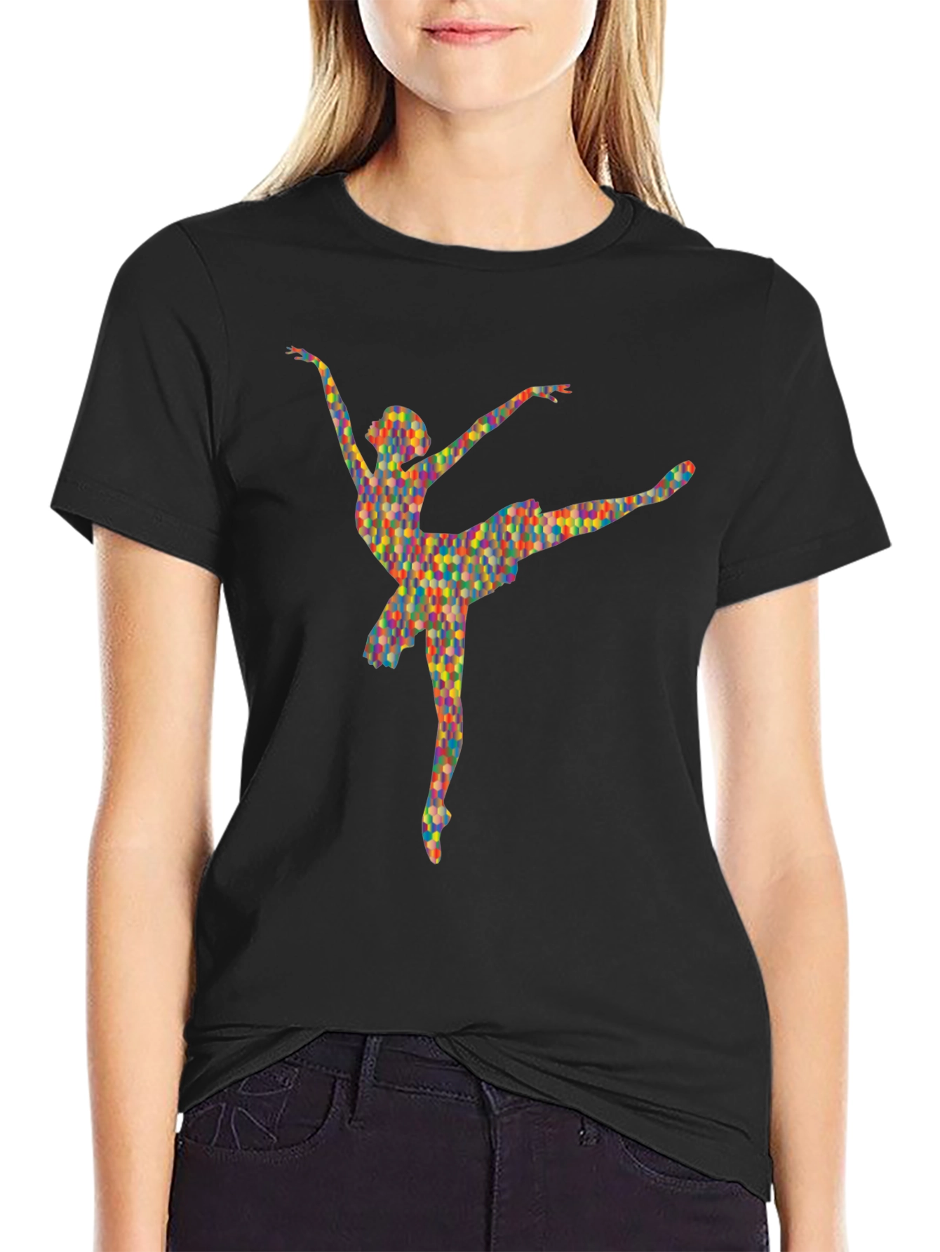 Black Geometric Ballerina Black T-Shirt view 2