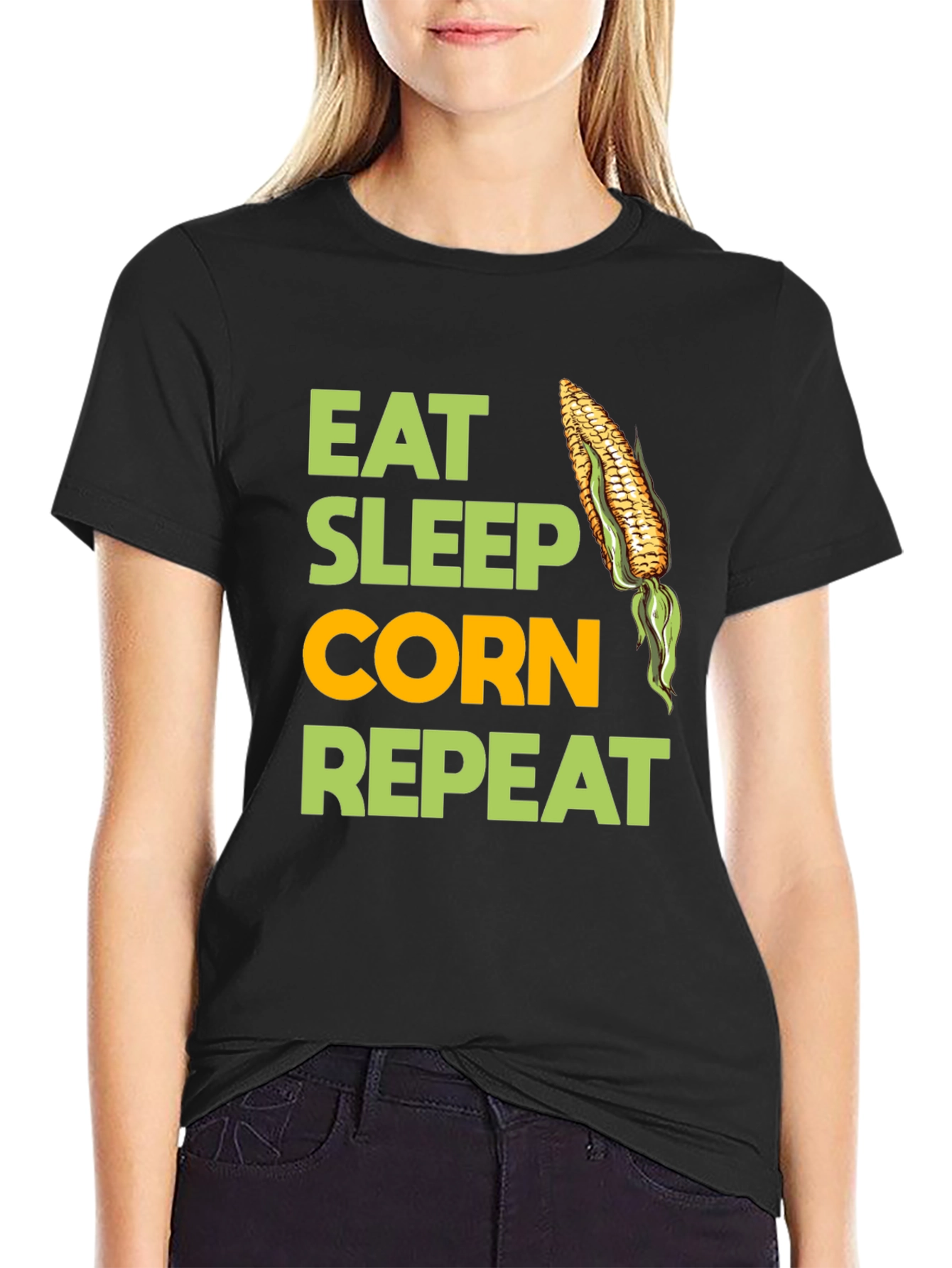 Black Eat Sleep Corn Repeat T-Shirt view 2