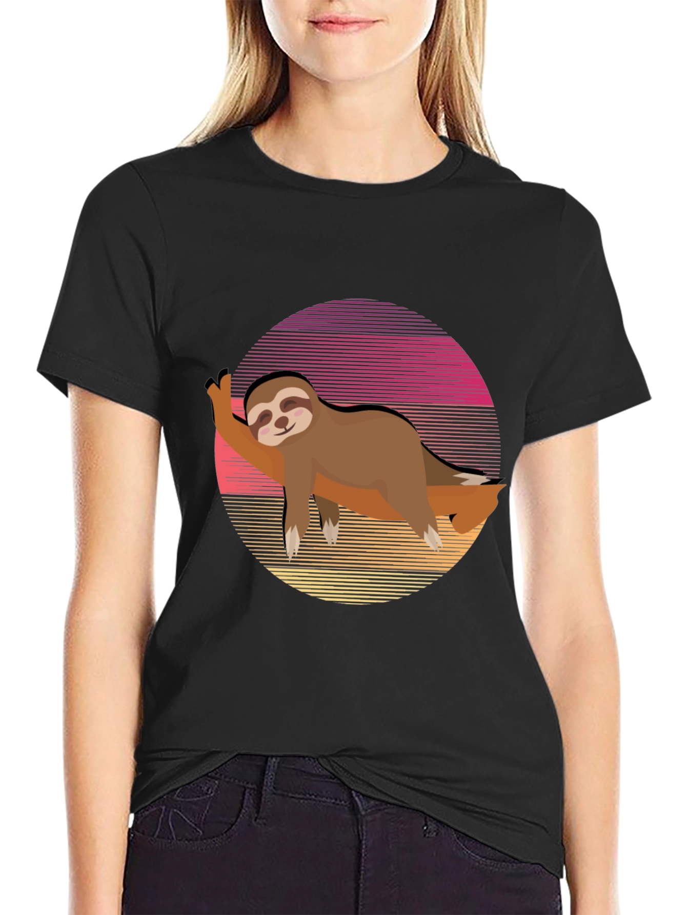 Black Sloth Sunset Graphic Tee - Relaxed Style view 2