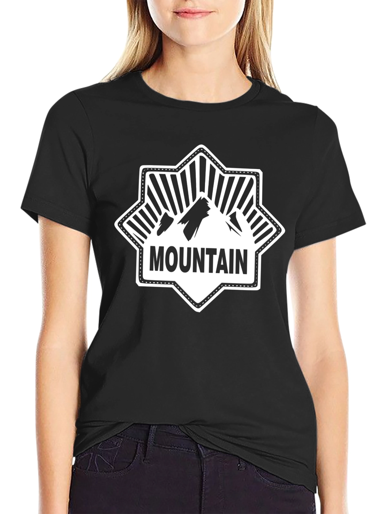 Black Mountain Graphic Tee - Black Short Sleeve Cotton Shirt view 2