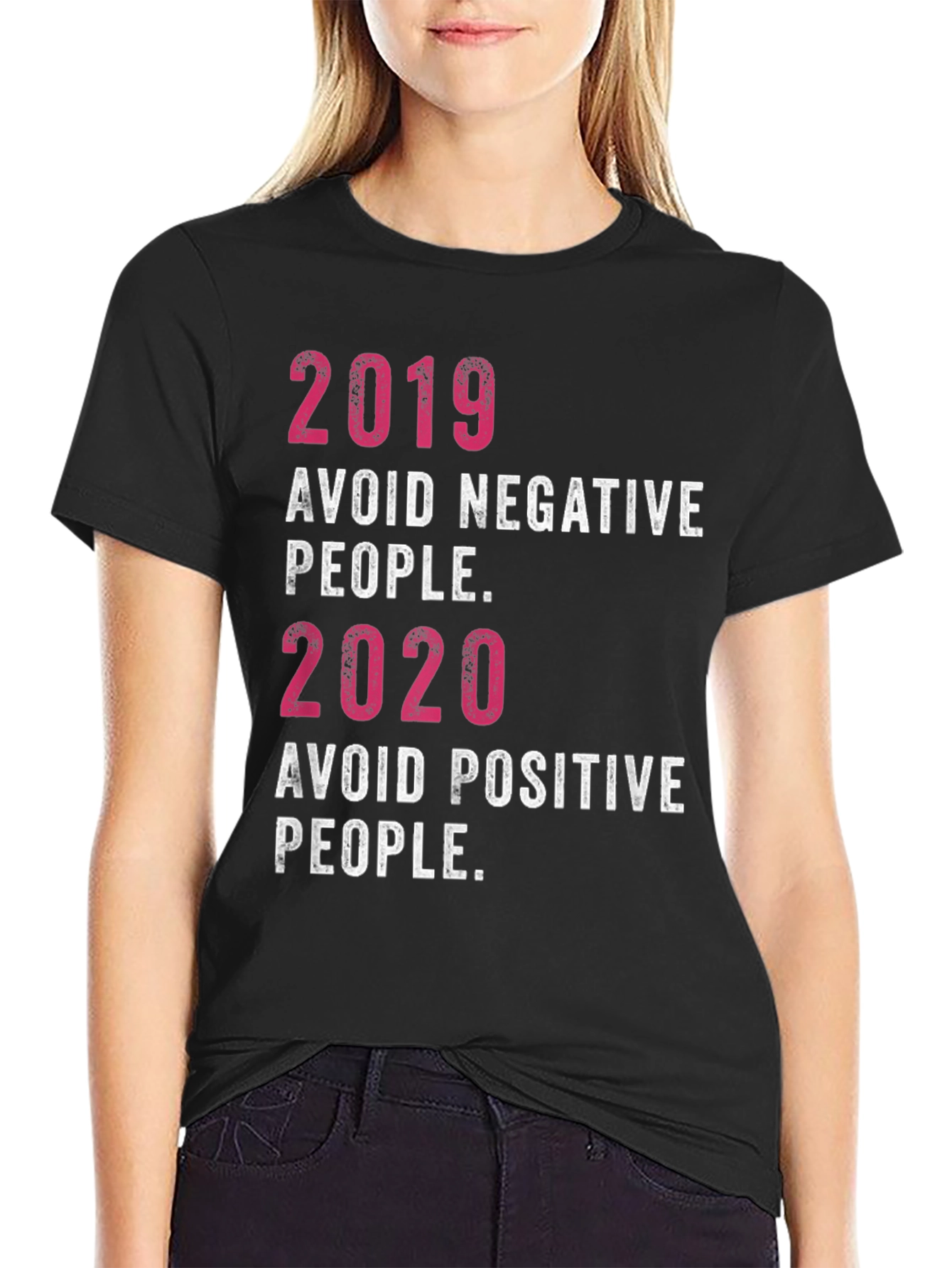Black Avoid People Funny Graphic T-Shirt view 2