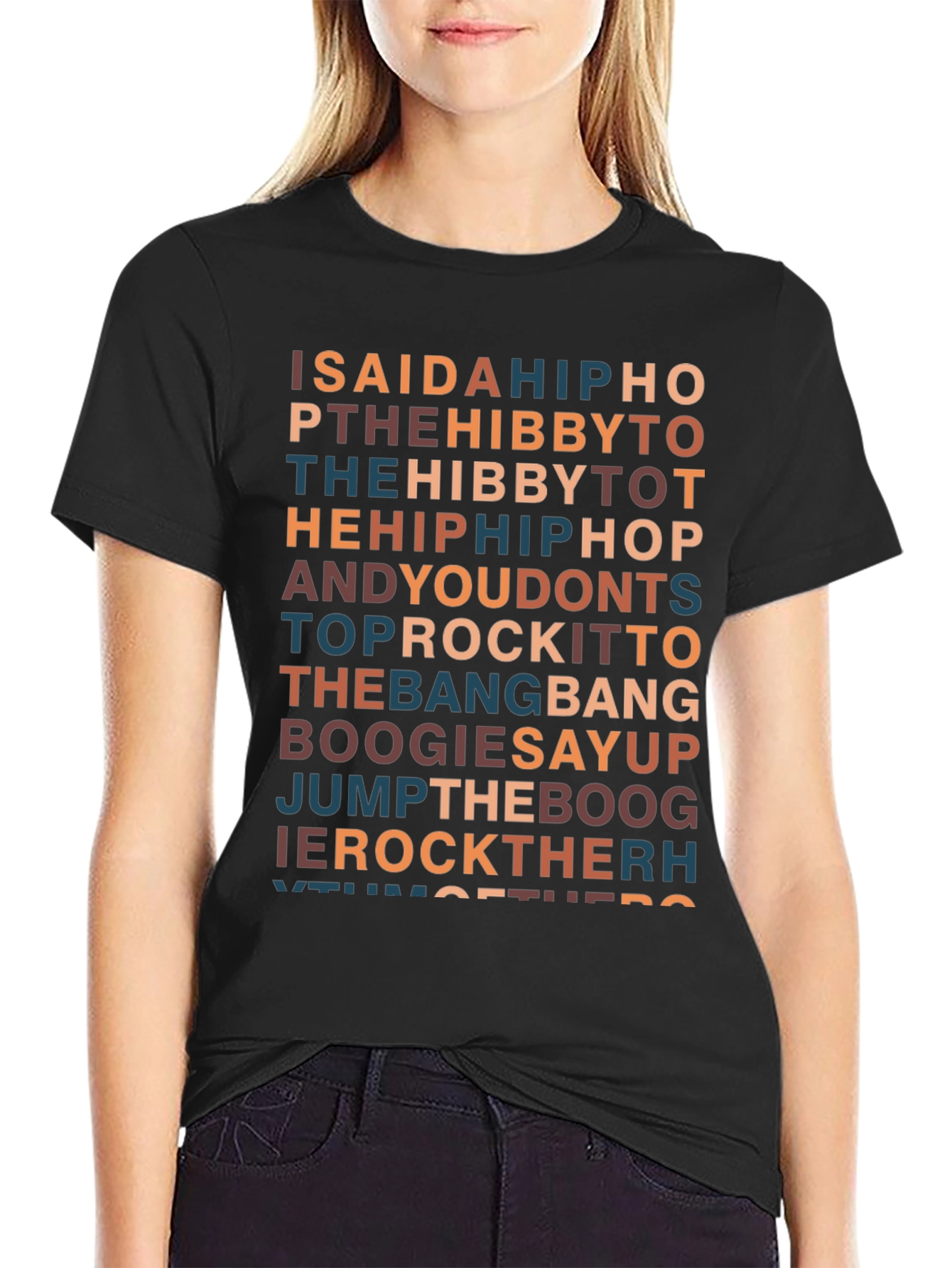 Black Retro Hip Hop Lyric T-Shirt view 2