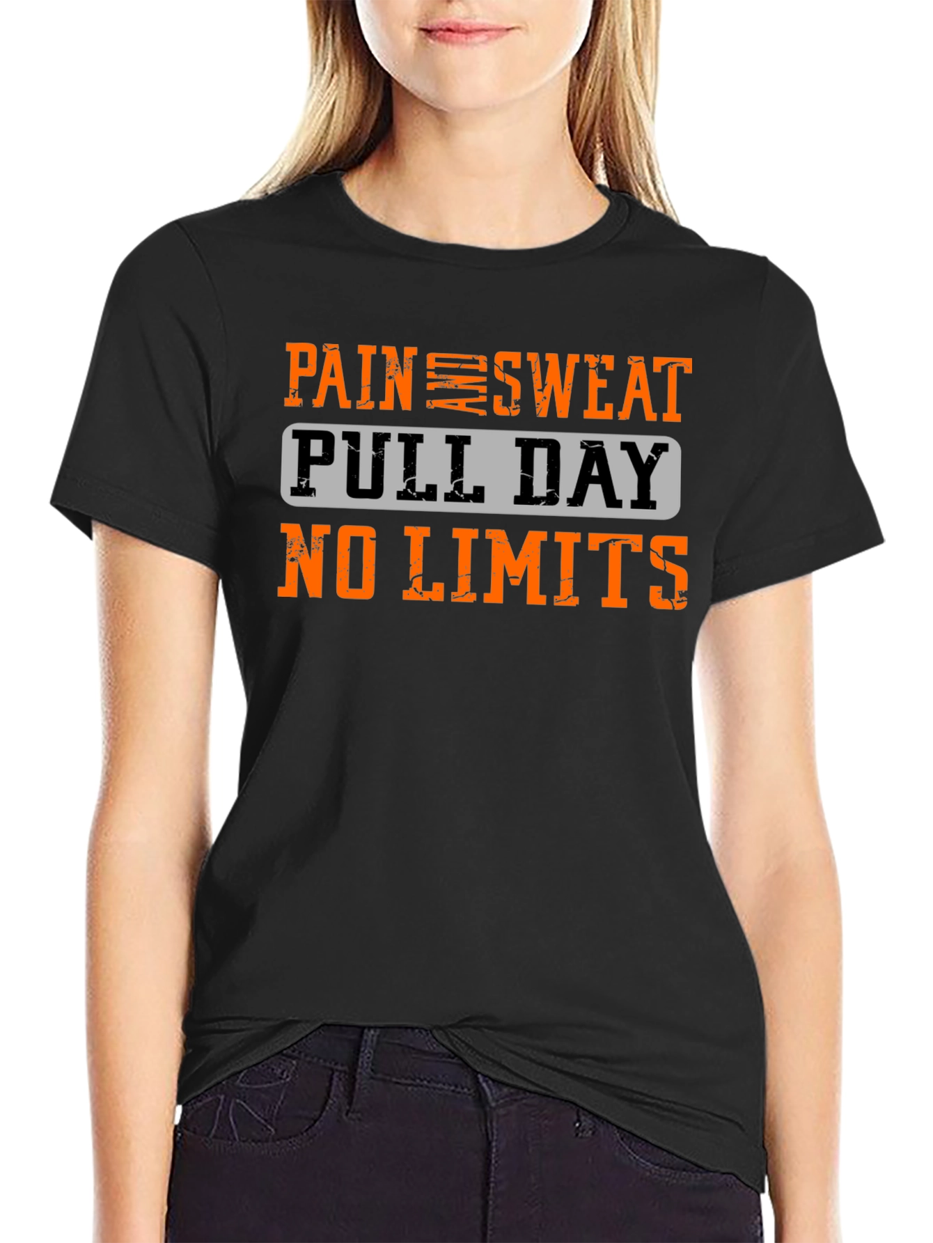 Black Pain Sweat Pull Day No Limits Workout T-Shirt view 2
