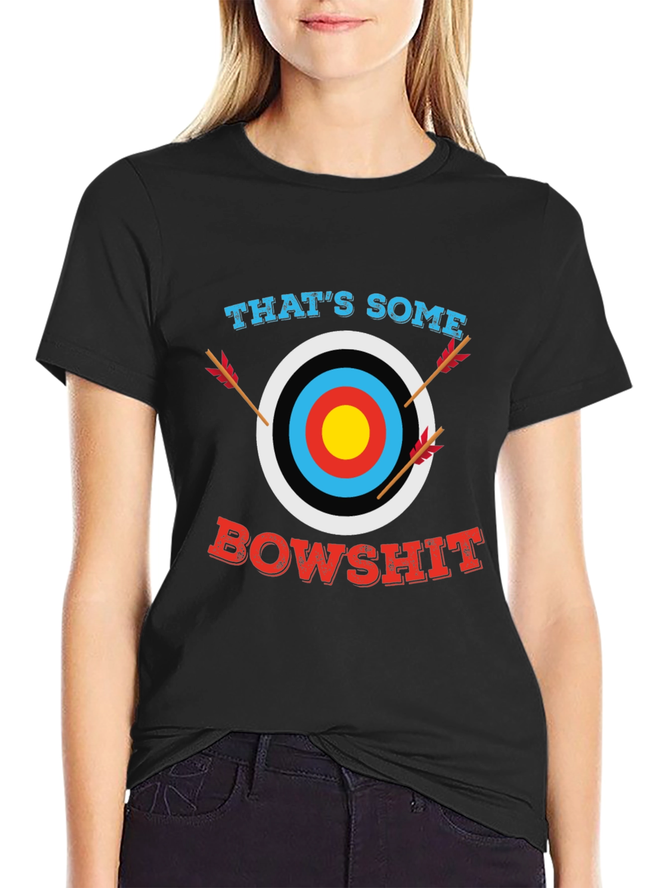 Black That's Some Bowshit Graphic T-Shirt - Archery Humor view 2