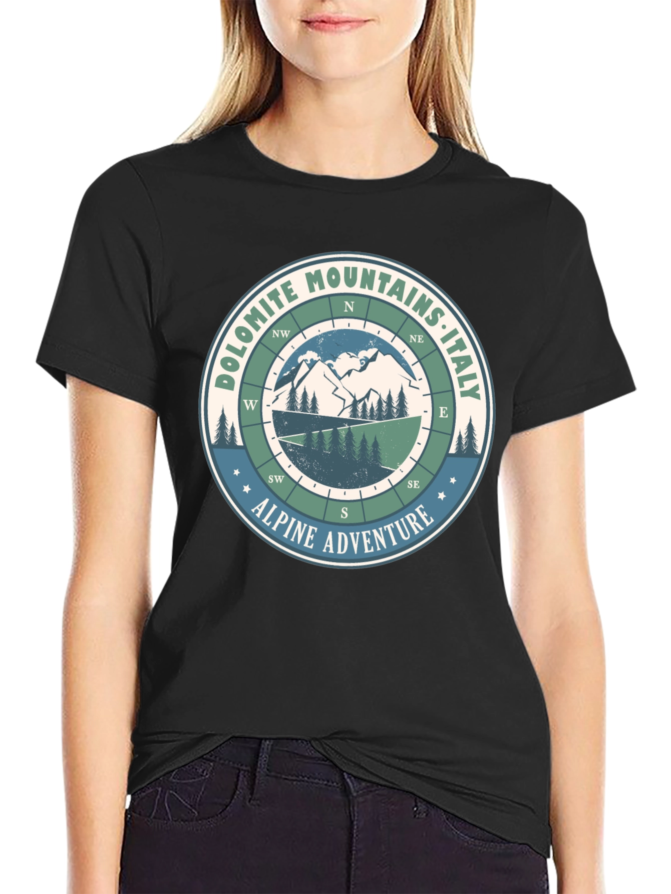 Black Dolomite Mountains Italy Adventure T-Shirt view 2