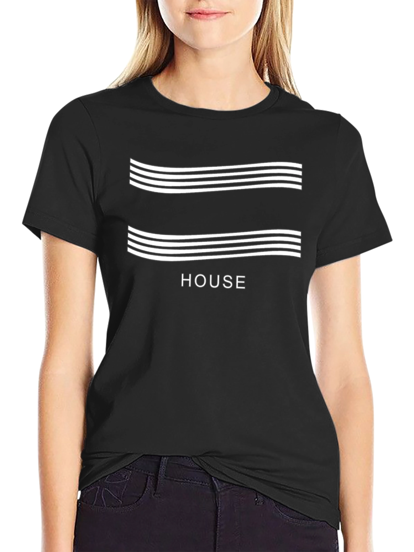 Minimalist 'House' Graphic Tee - Black - 2