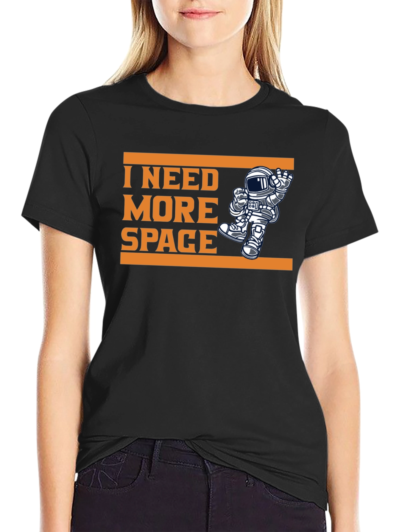 Black I Need More Space Graphic Tee Astronaut Shirt view 2