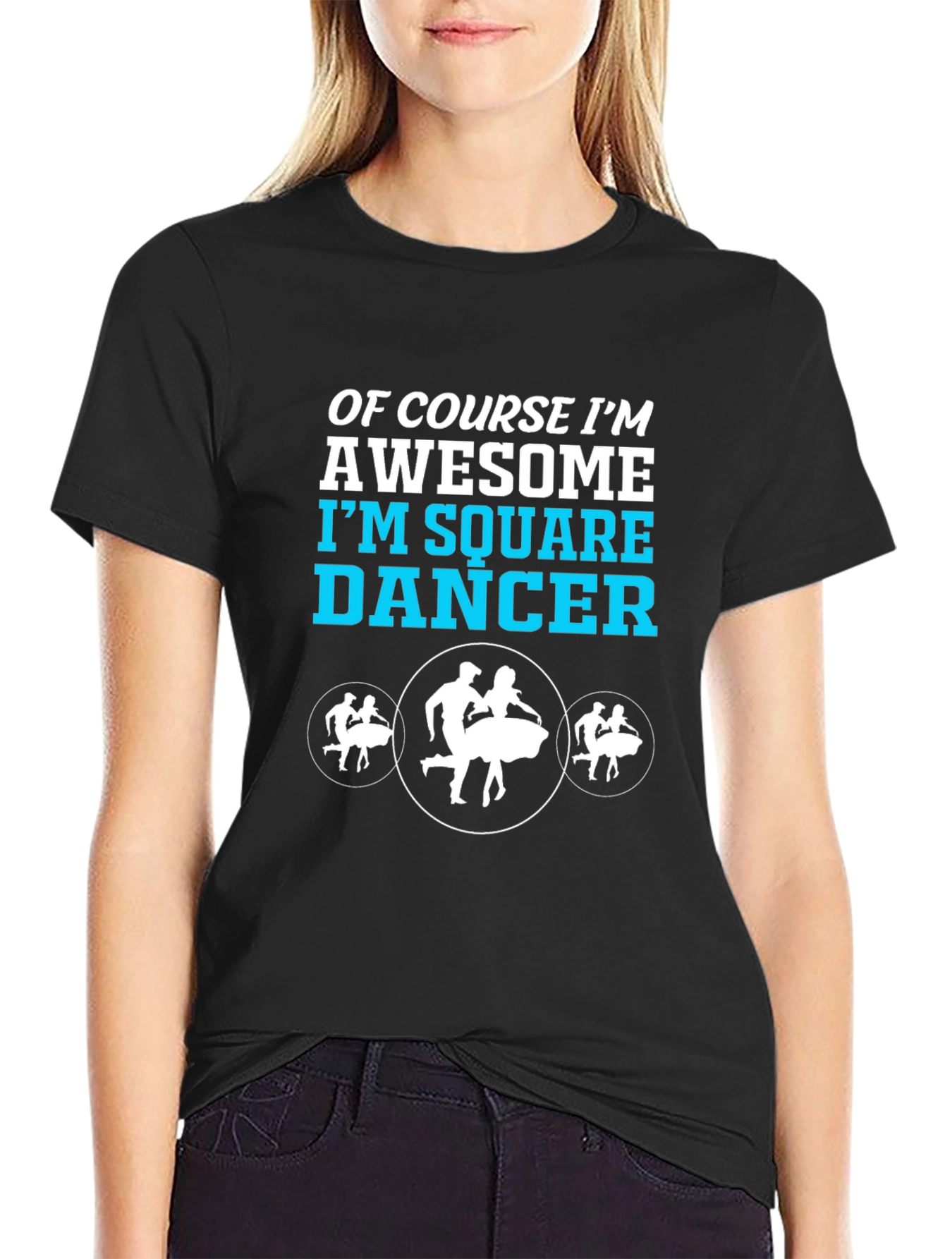 Black Awesome Square Dancer Graphic T-Shirt view 2