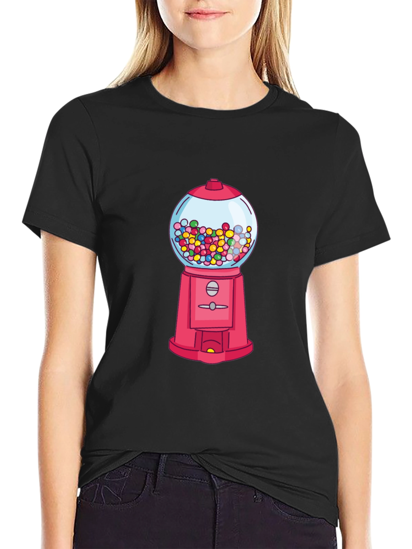 Black Gumball Machine Graphic Tee - Novelty Design T-Shirt view 2