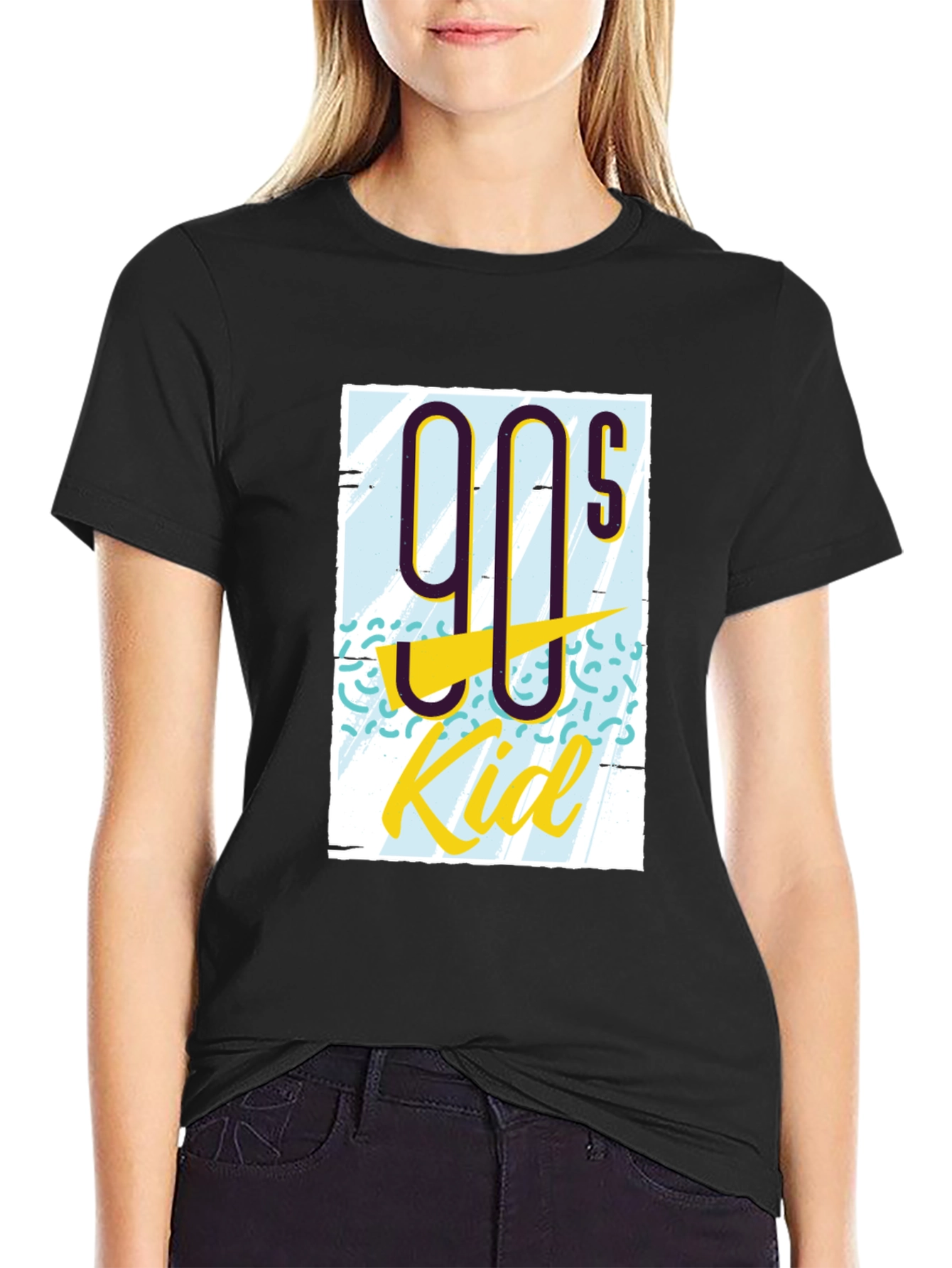 Black 90s Kid Graphic Tee - Retro Style view 2