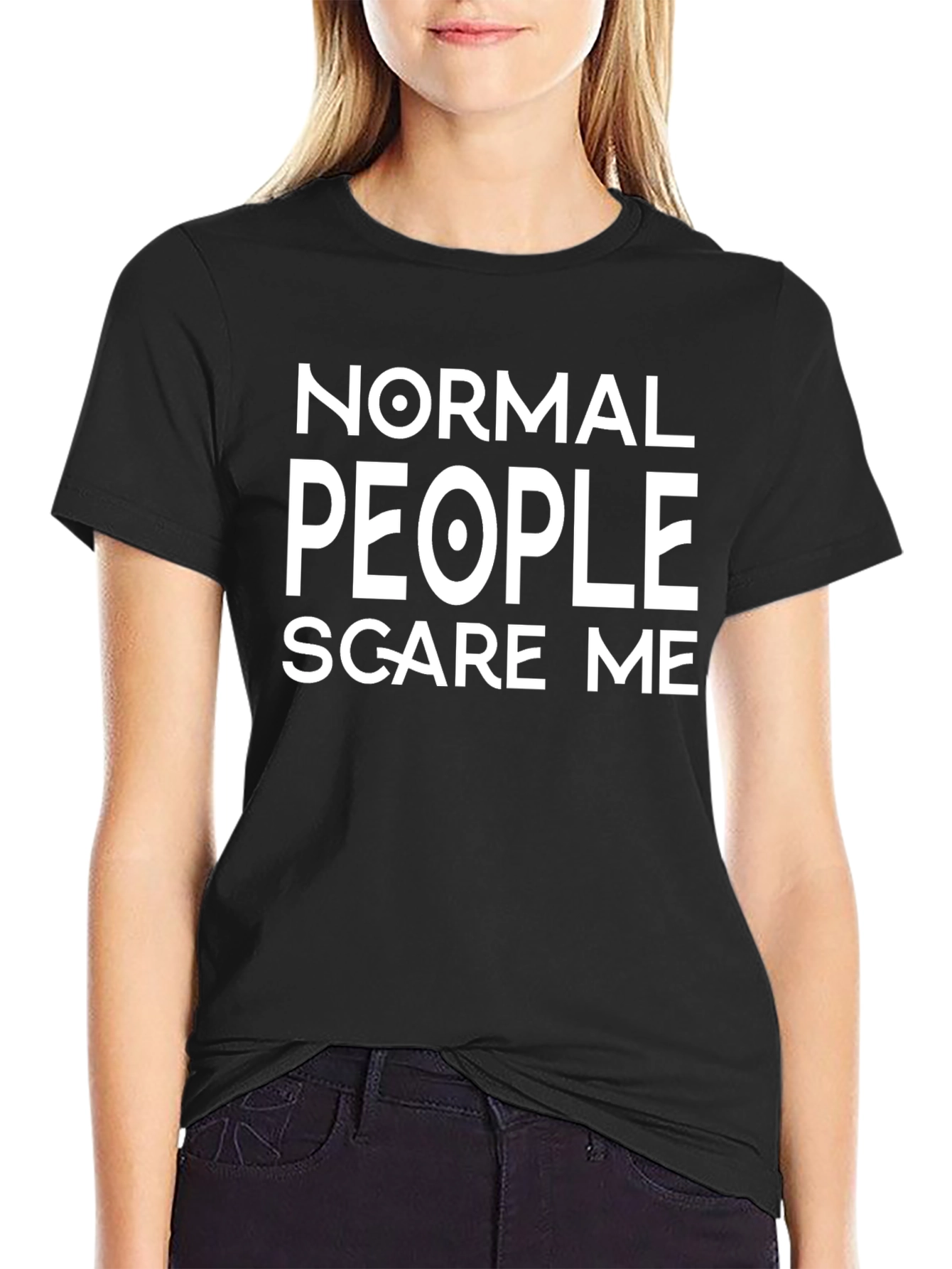 Black Normal People Scare Me T-Shirt - Funny Graphic Tee view 2