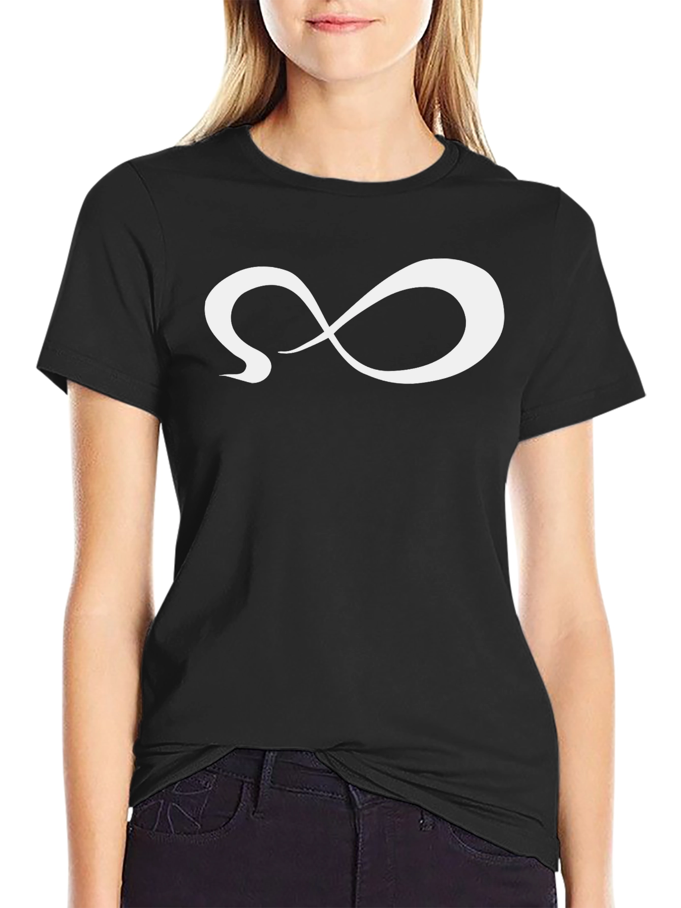 Black Infinity Symbol Graphic Tee - Modern Minimalist Design view 2
