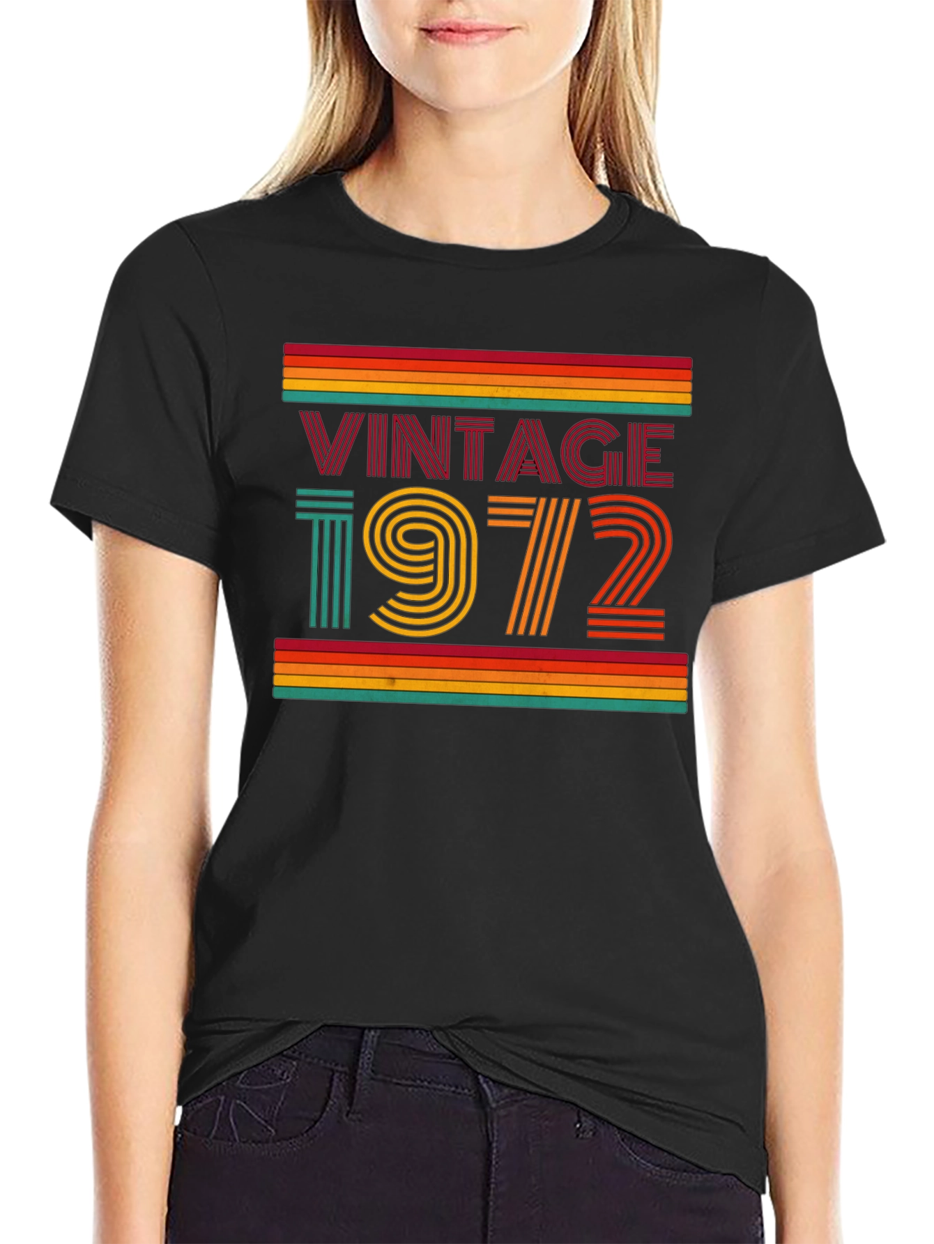 Black Vintage 1972 Graphic Tee - Retro Style view 2
