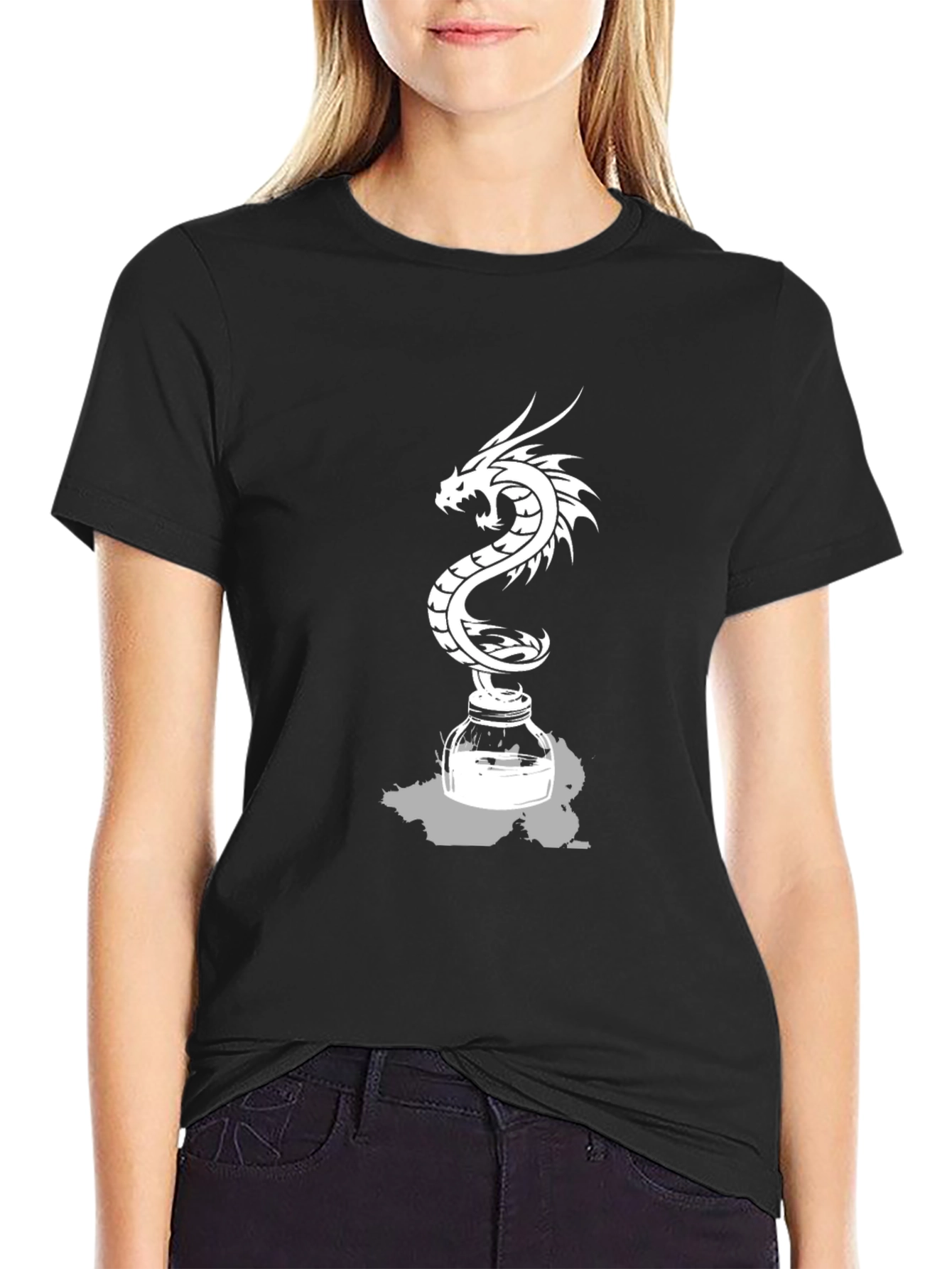 Black Dragon Inkwell Graphic Tee - Black Cotton Blend view 2