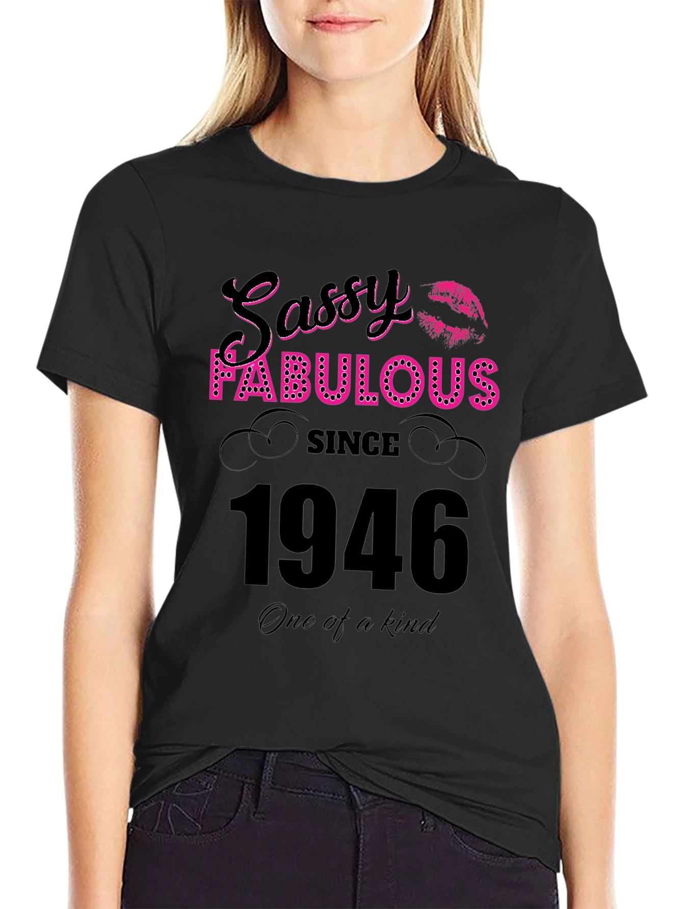 Black Sassy Fabulous Since 1946 Birthday T-Shirt view 2