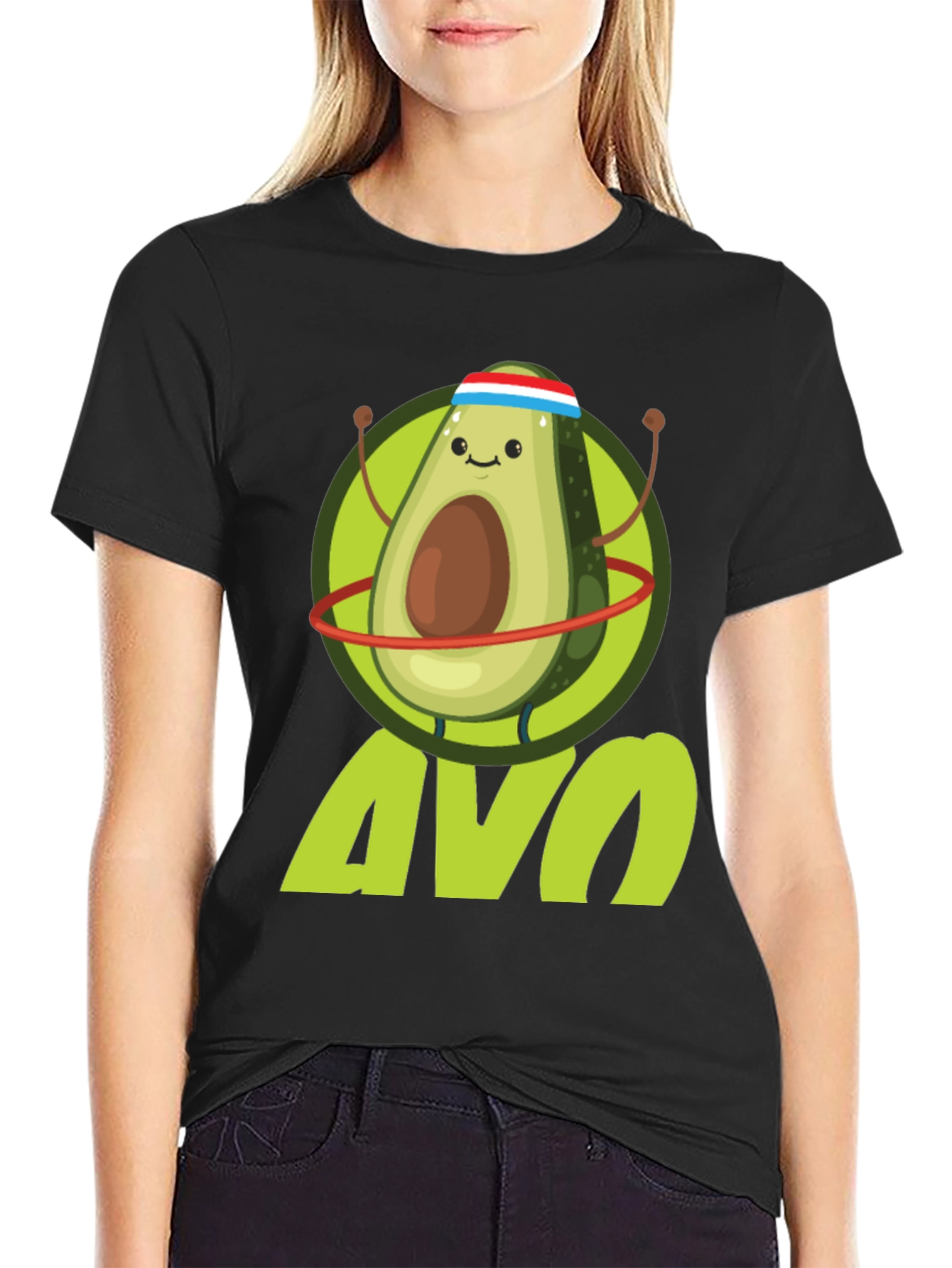 Black Funny Avocado Fitness T-Shirt | Avo Workout Tee view 2
