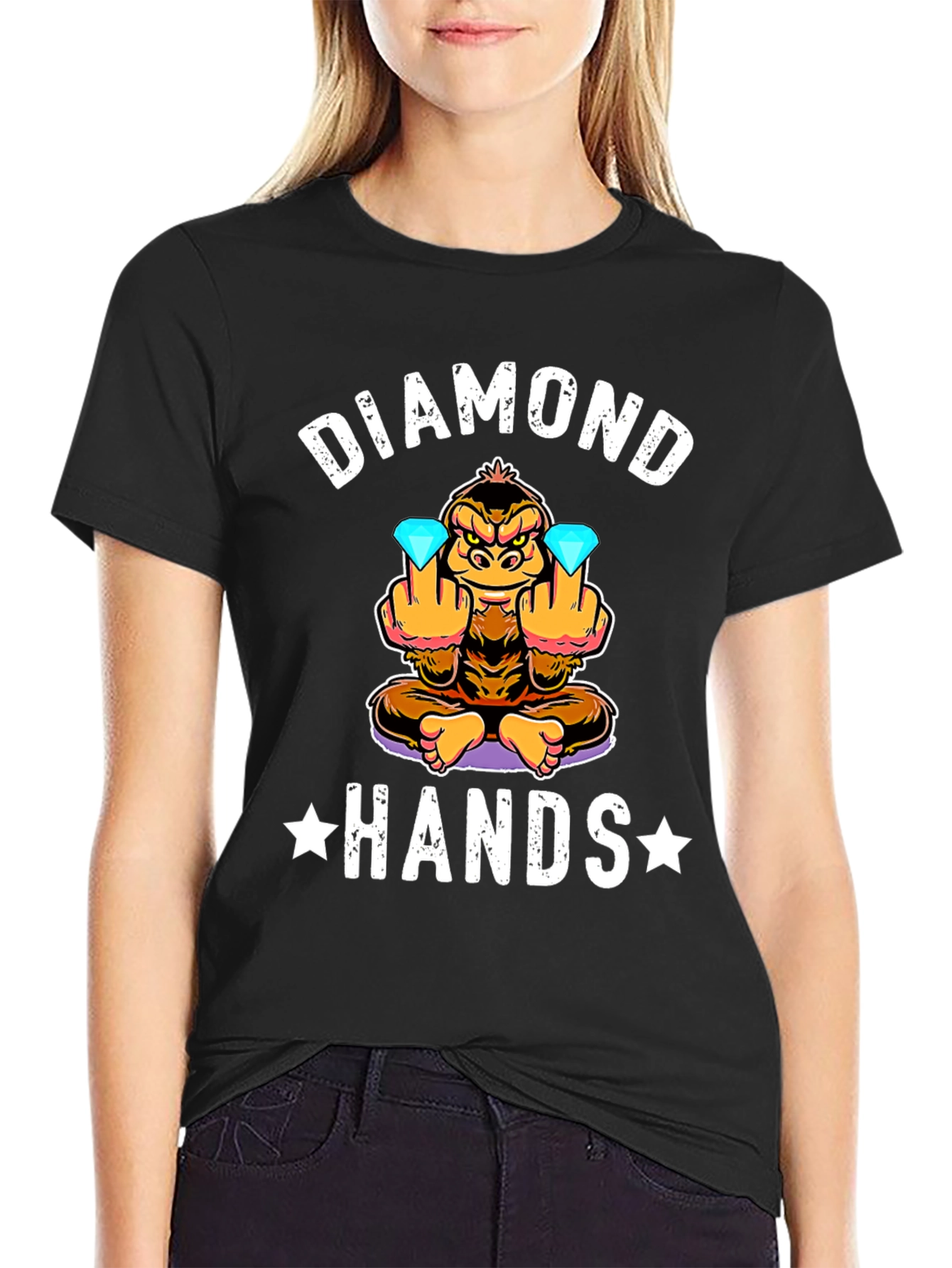 Black Diamond Hands Funny Monkey T-Shirt view 2