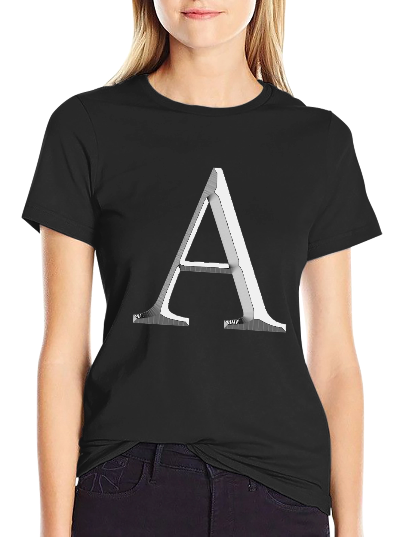 Black Letter A Graphic Tee - Modern Minimalist Design view 2