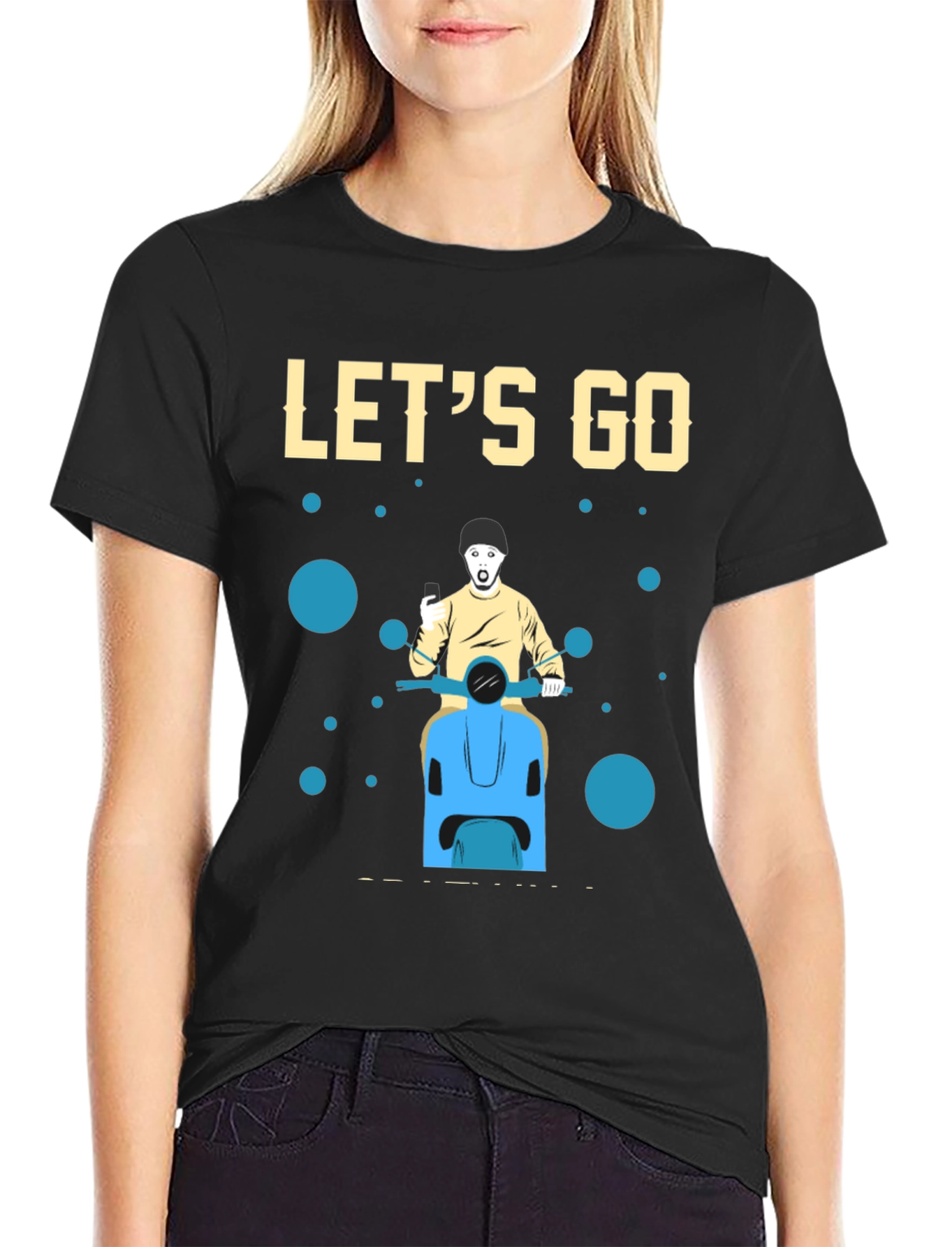 Black Let's Go Black Graphic T-Shirt view 2