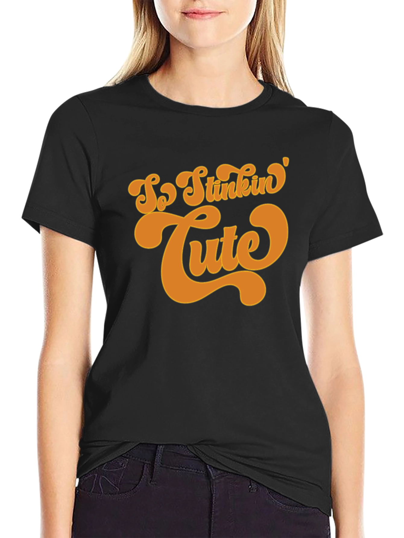 Black So Stinkin' Cute Retro Graphic Tee view 2