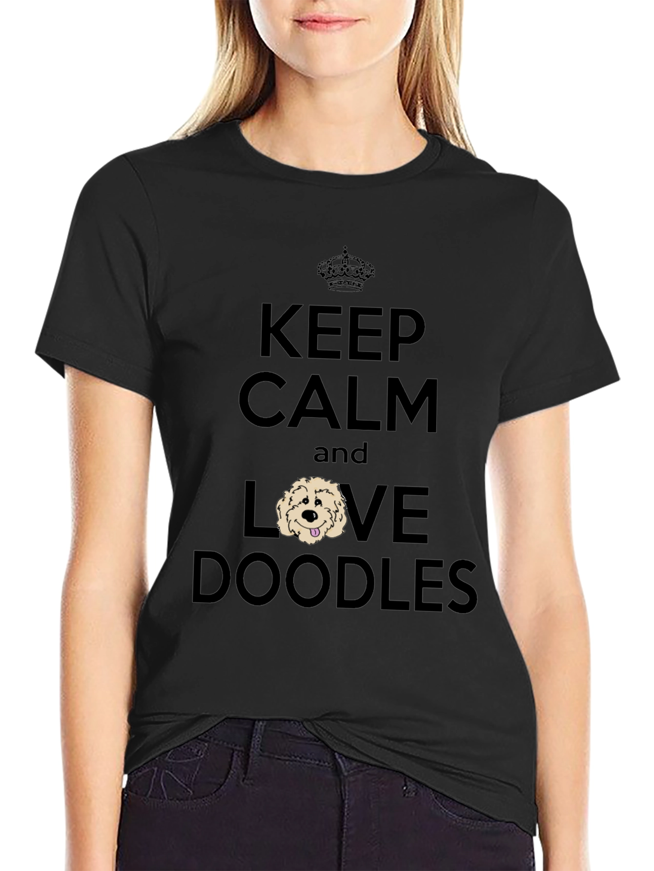 Black Keep Calm & Love Doodles T-Shirt view 2