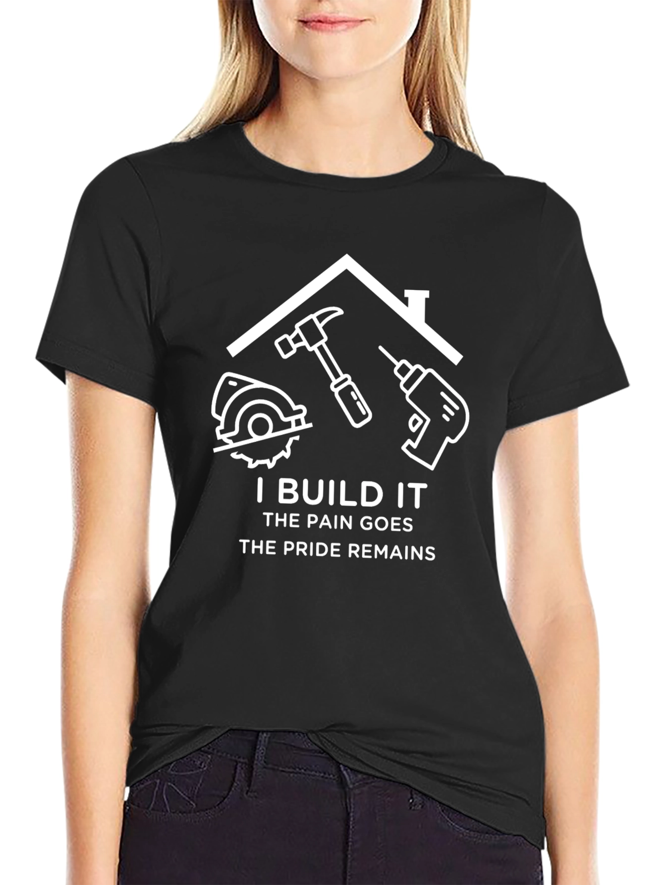Black I Build It - Handyman Pride T-Shirt view 2