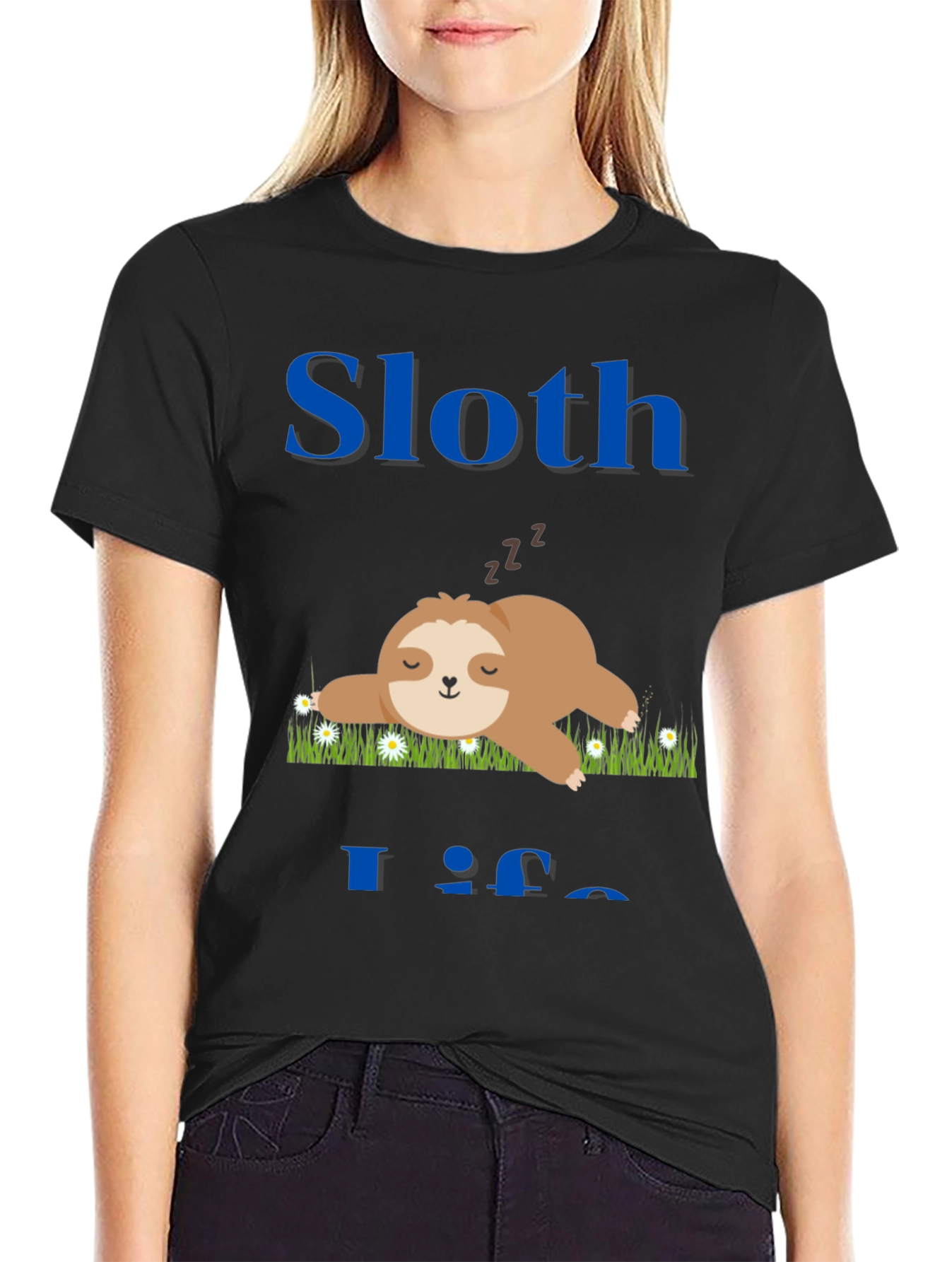 Black Sloth Life T-Shirt - Cute and Comfy view 2