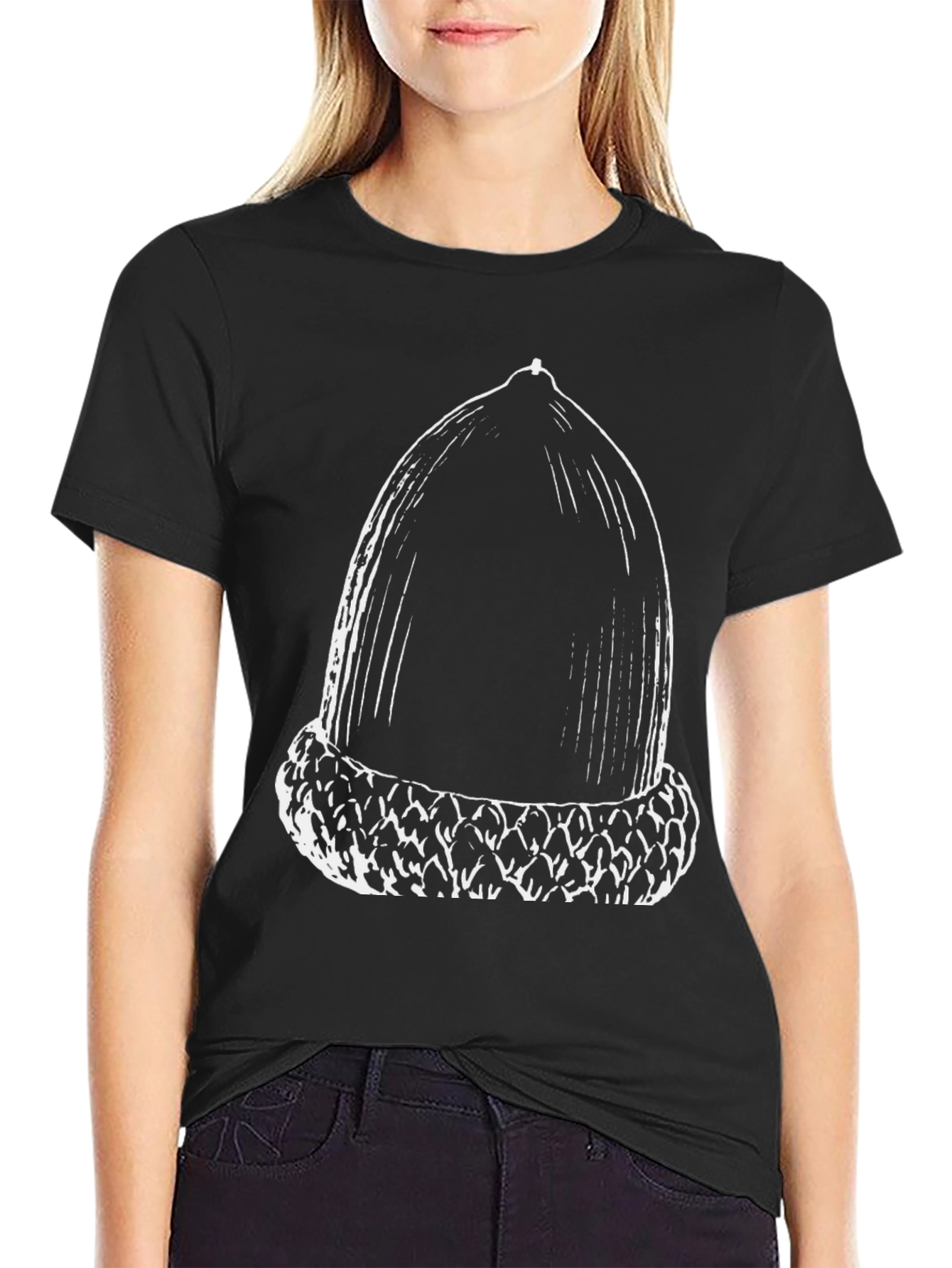Black Acorn Graphic Tee - Nature Inspired Design view 2