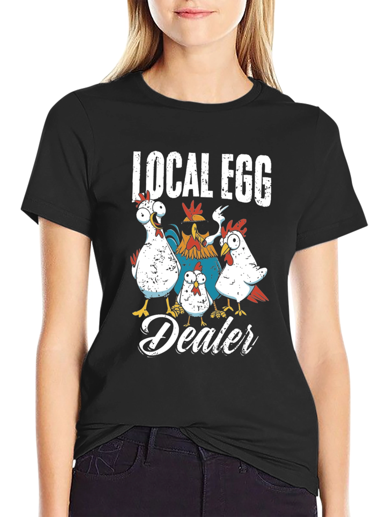 Black Local Egg Dealer Chicken Graphic T-Shirt view 2