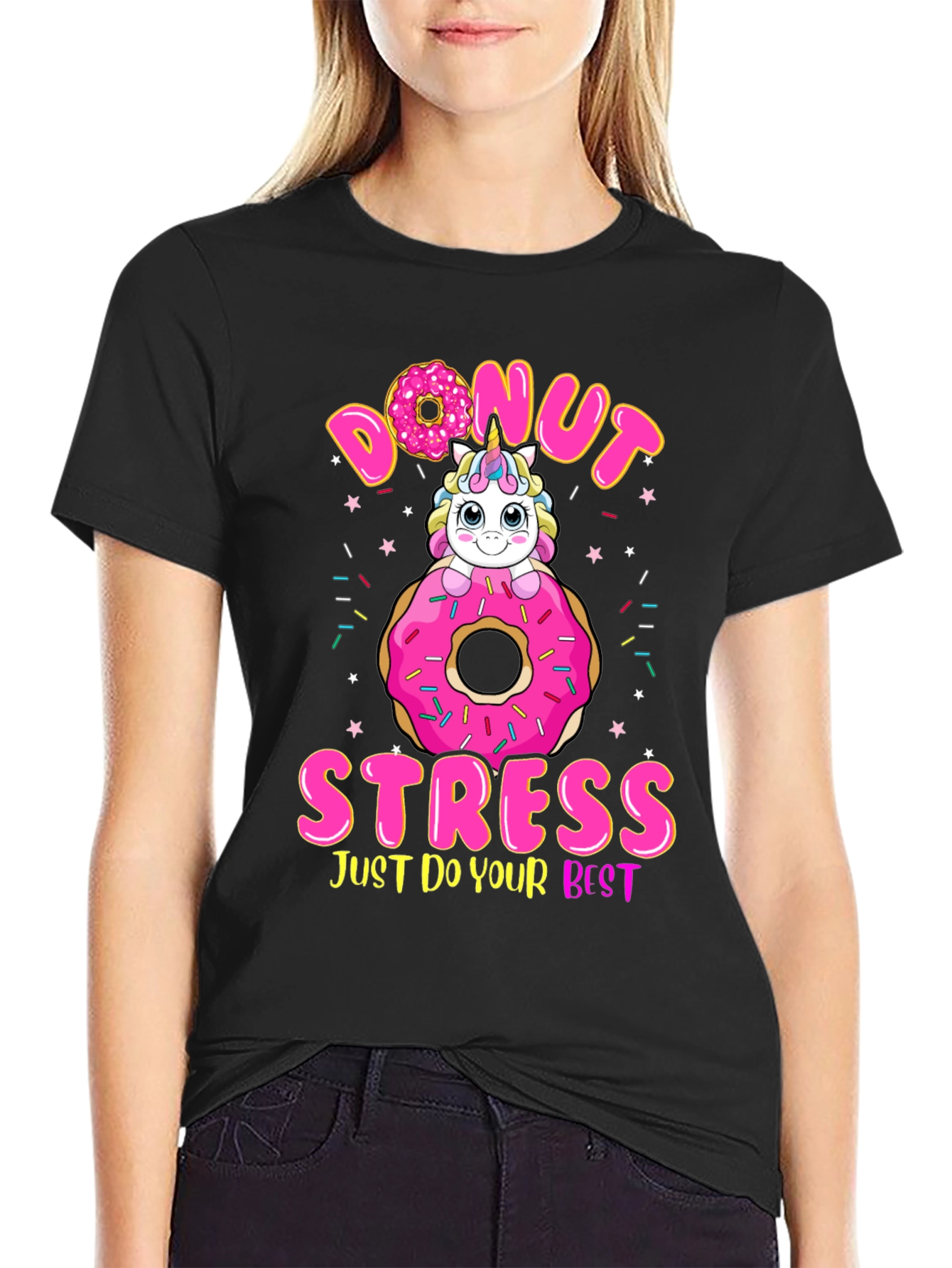 Black Donut Stress T-Shirt view 2