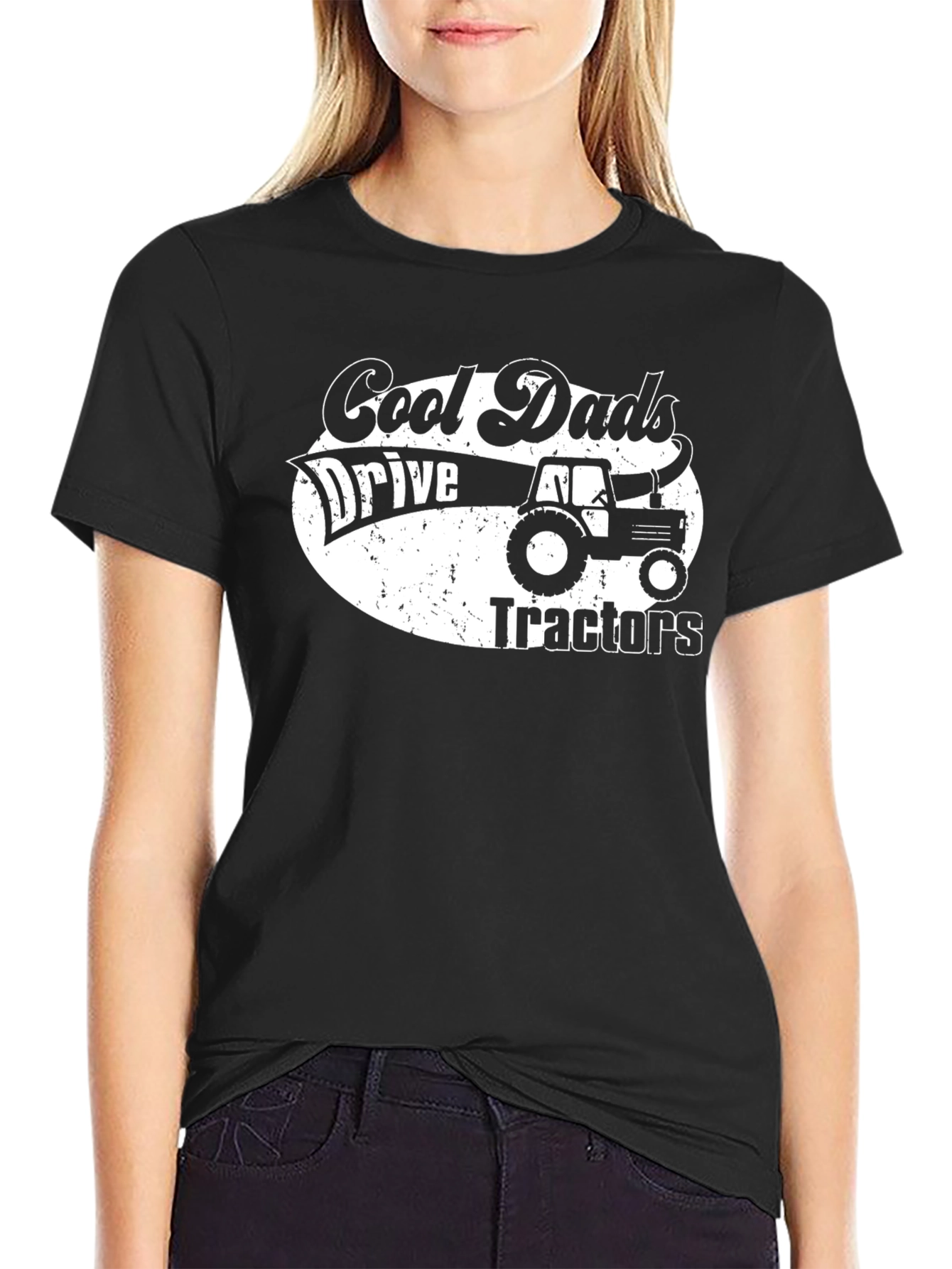 Black Cool Dads Tractor Graphic T-Shirt - Black view 2