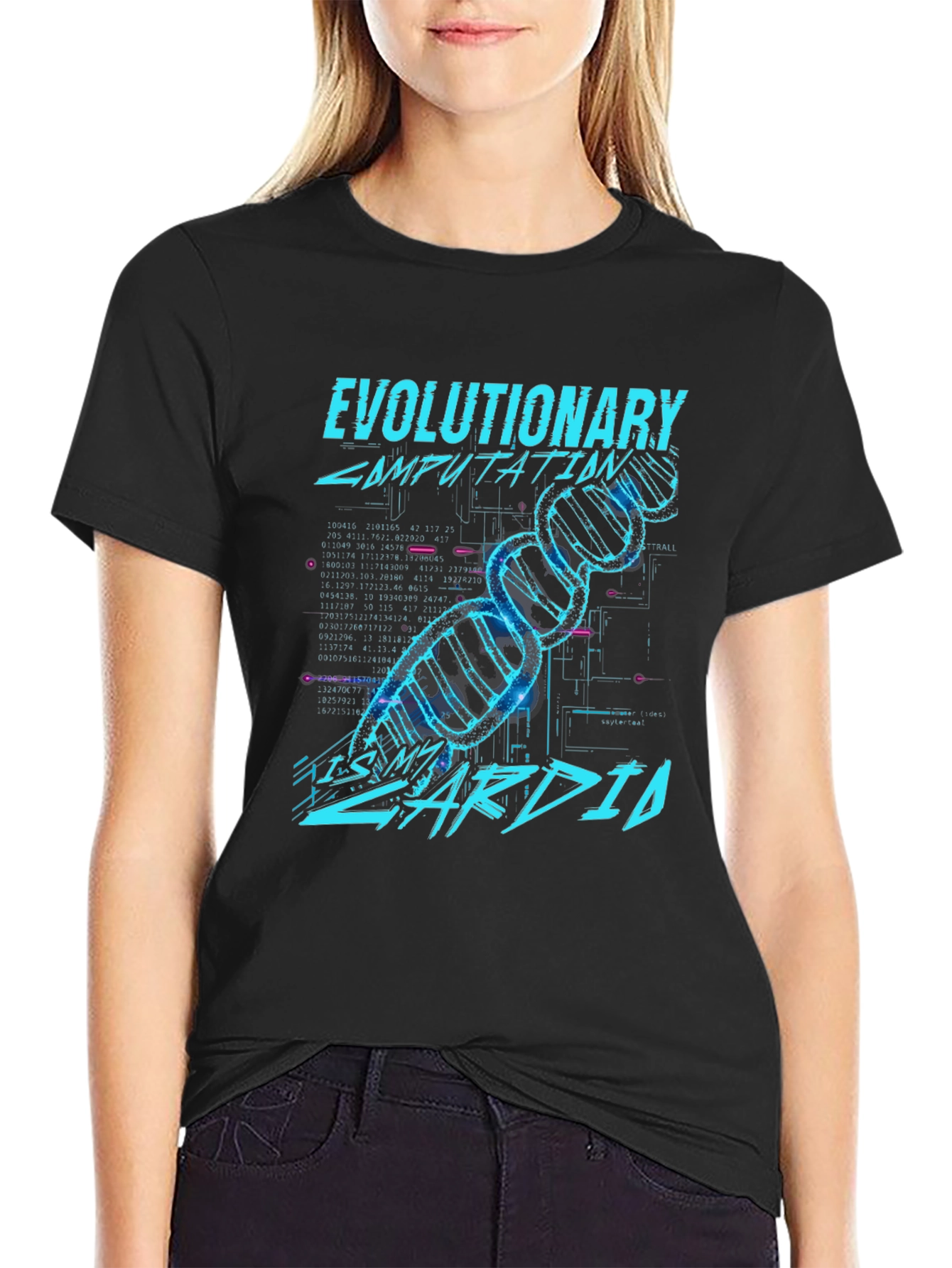 Black Evoluationary Computation T-shirt view 2