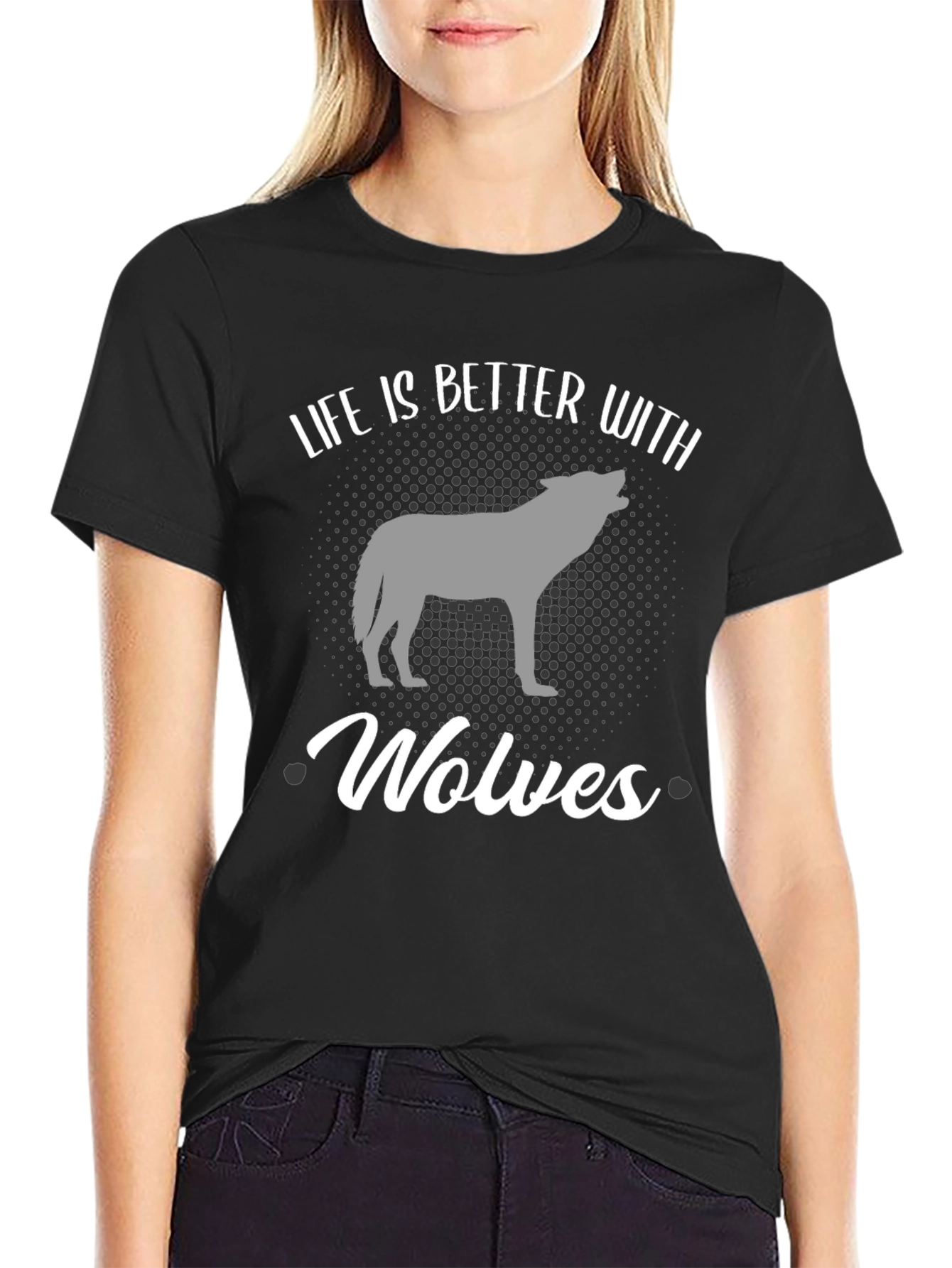 Black Life Is Better With Wolves T-Shirt - Black view 2