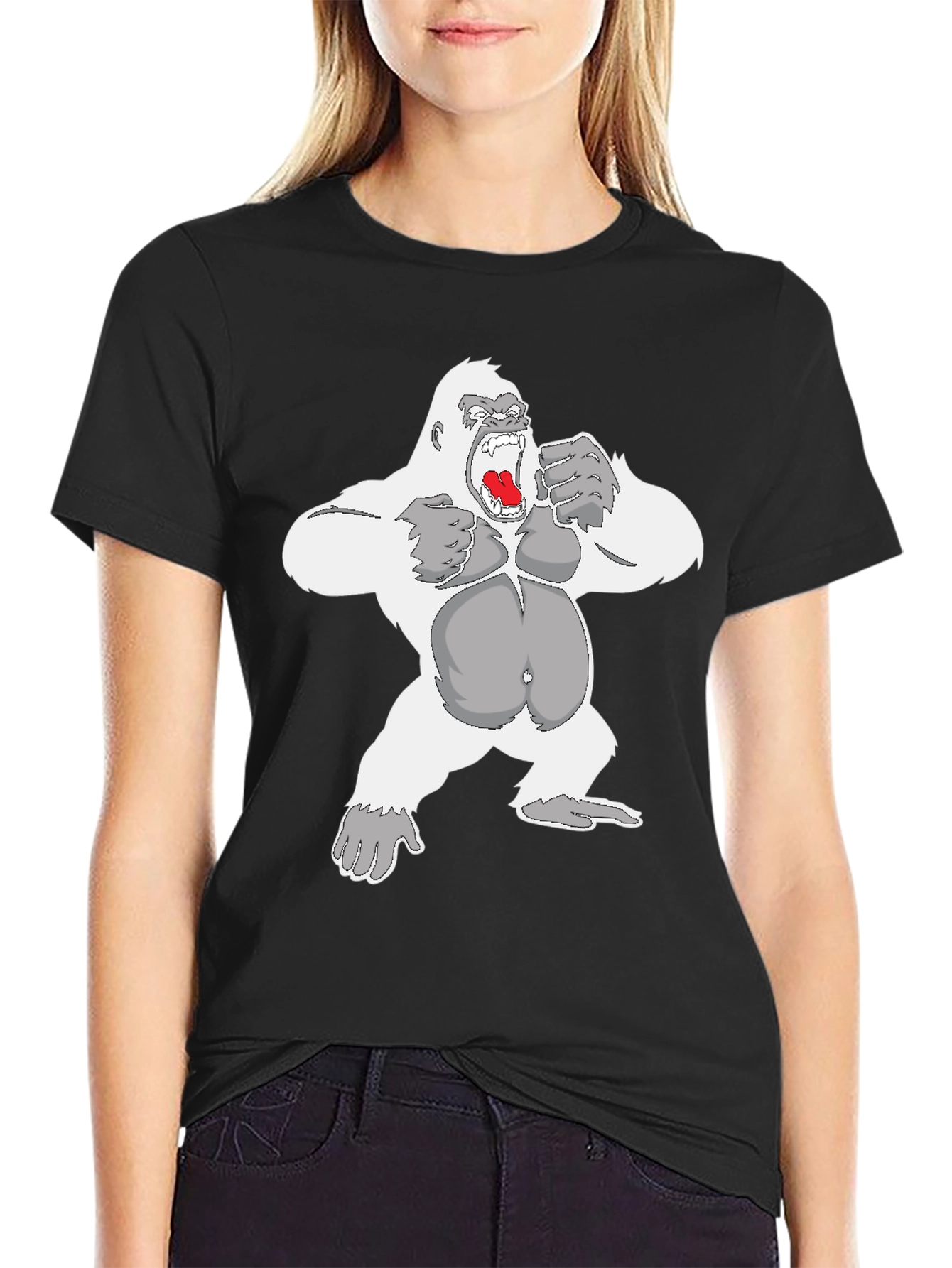 Black Angry Gorilla Graphic Tee - Men's Black T-Shirt view 2