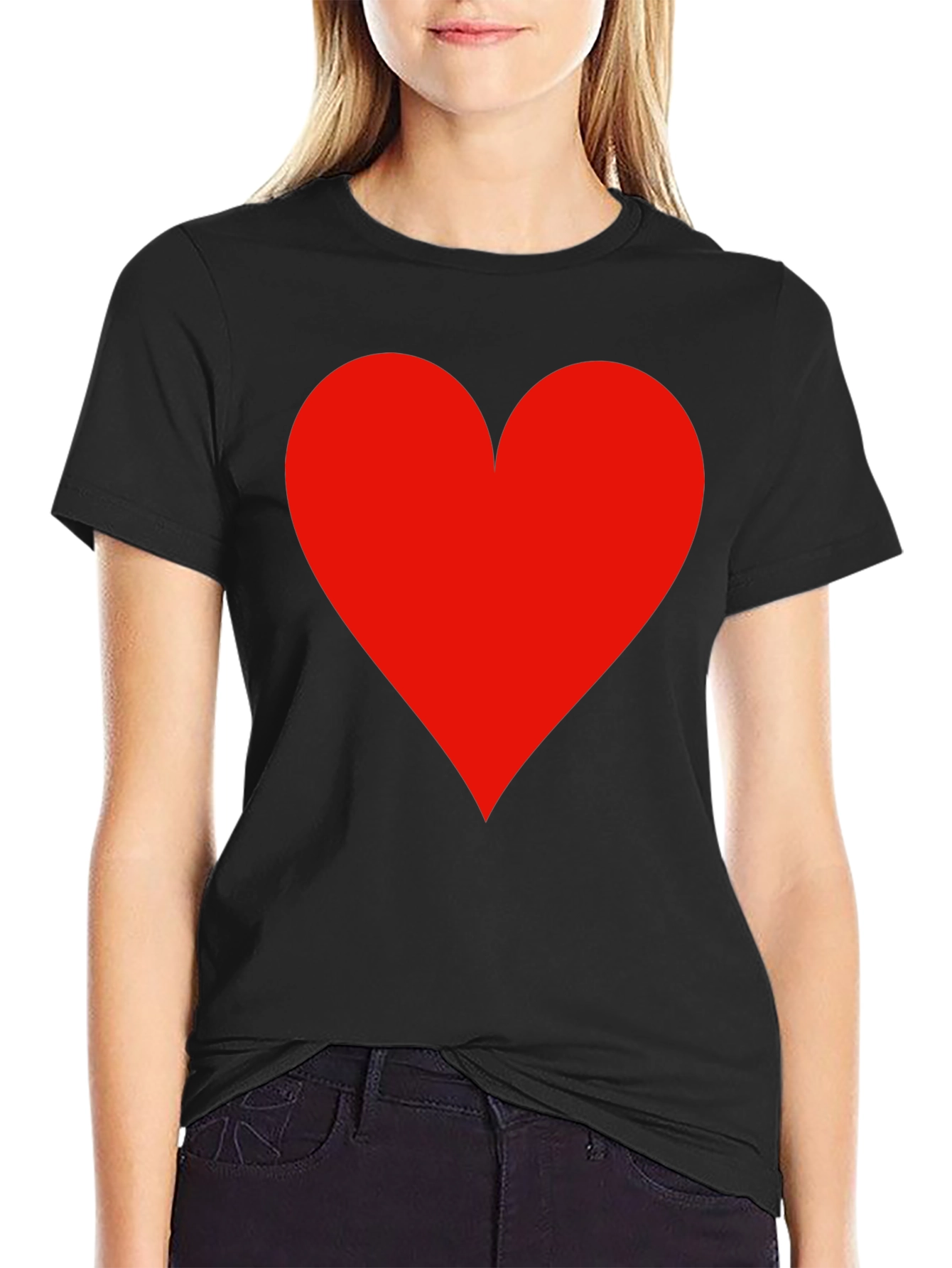 Black Heart Graphic Tee - Black Crew Neck view 2