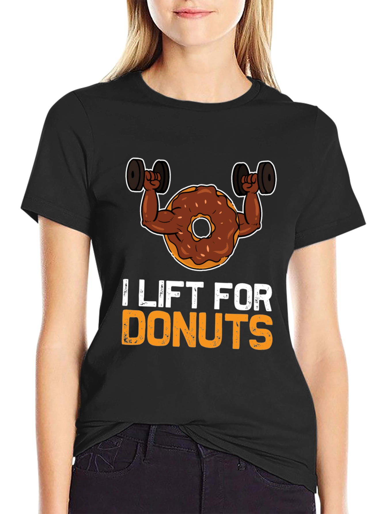 Black I Lift For Donuts Black Graphic T-Shirt view 2