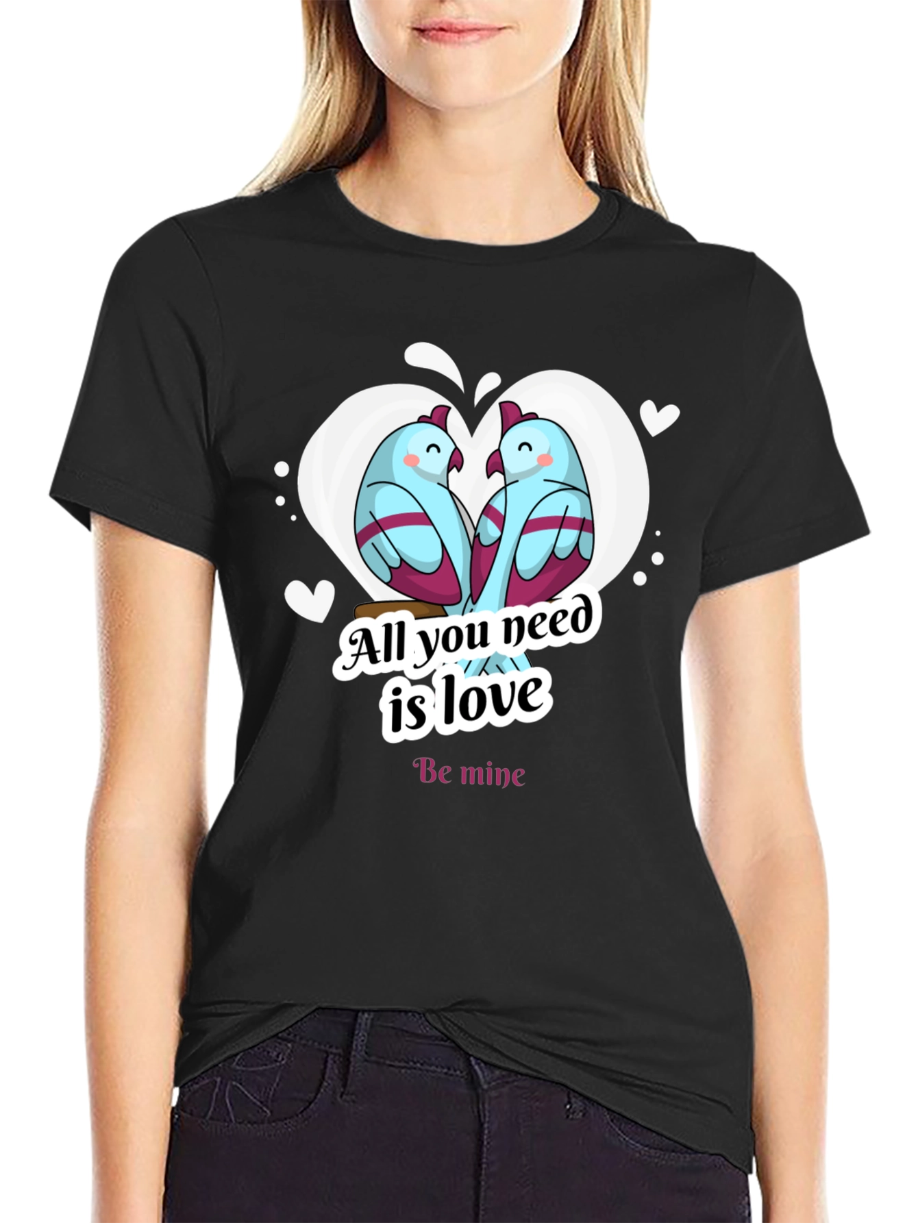 Black Love Birds T-Shirt - All You Need Is Love view 2