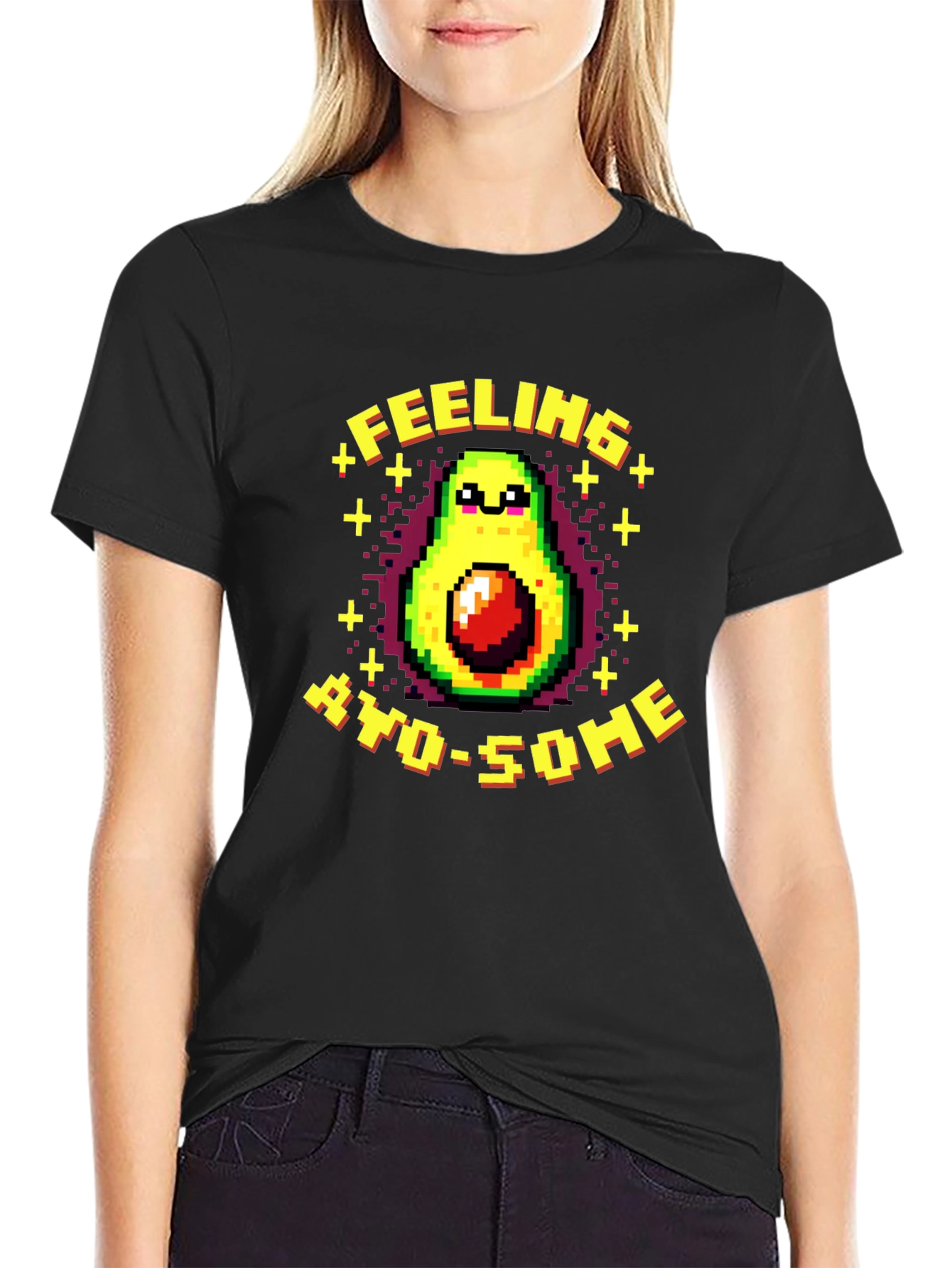 Black Feeling Avo-Some Pixelated Avocado T-Shirt view 2