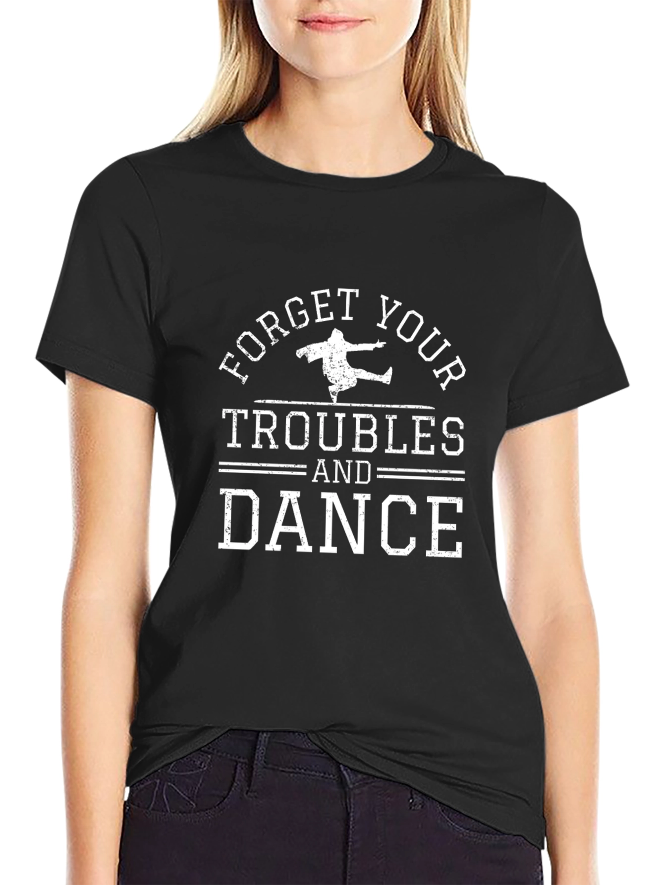 Black Forget Your Troubles and Dance Black T-Shirt view 2