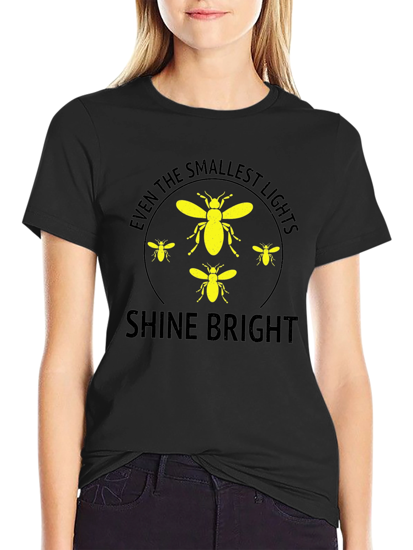 Black Shine Bright Firefly Graphic T-Shirt view 2