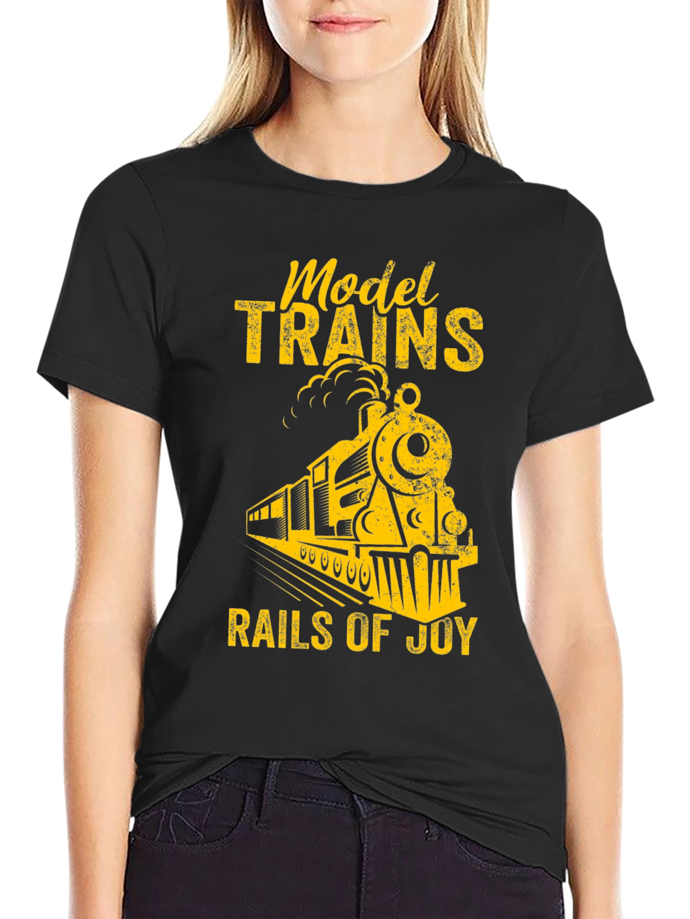 Black Model Trains Rails Of Joy Graphic Tee view 2