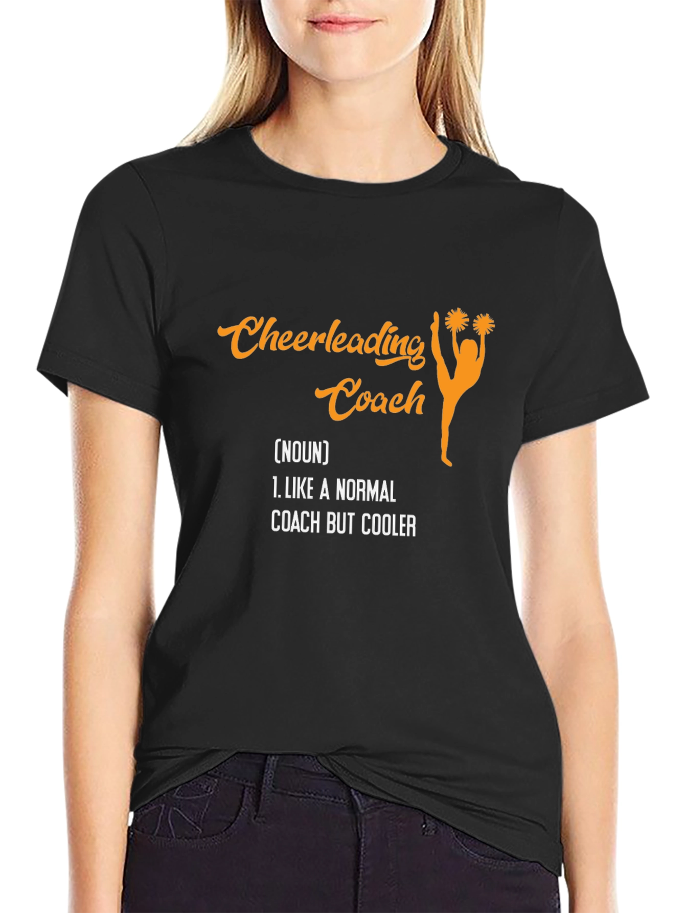 Black Cheerleading Coach T-Shirt - Novelty Gift for Cheer Coaches view 2