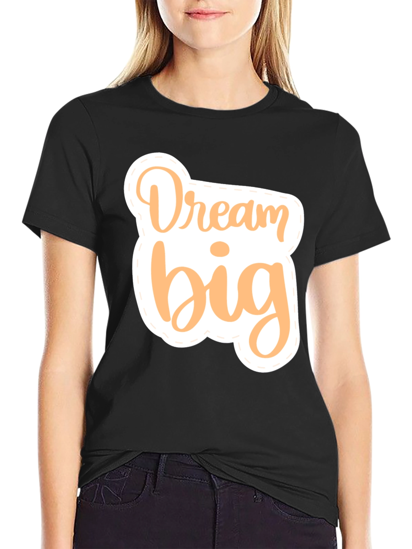 Black Dream Big Graphic Tee - Inspirational Black T-Shirt view 2