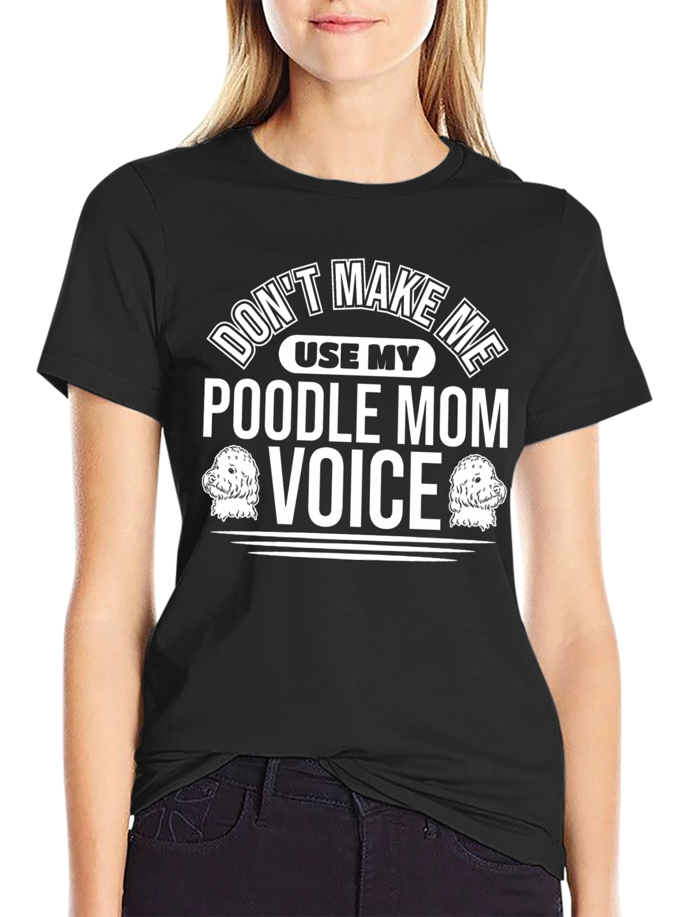 Black Poodle Mom Voice Graphic T-Shirt view 2